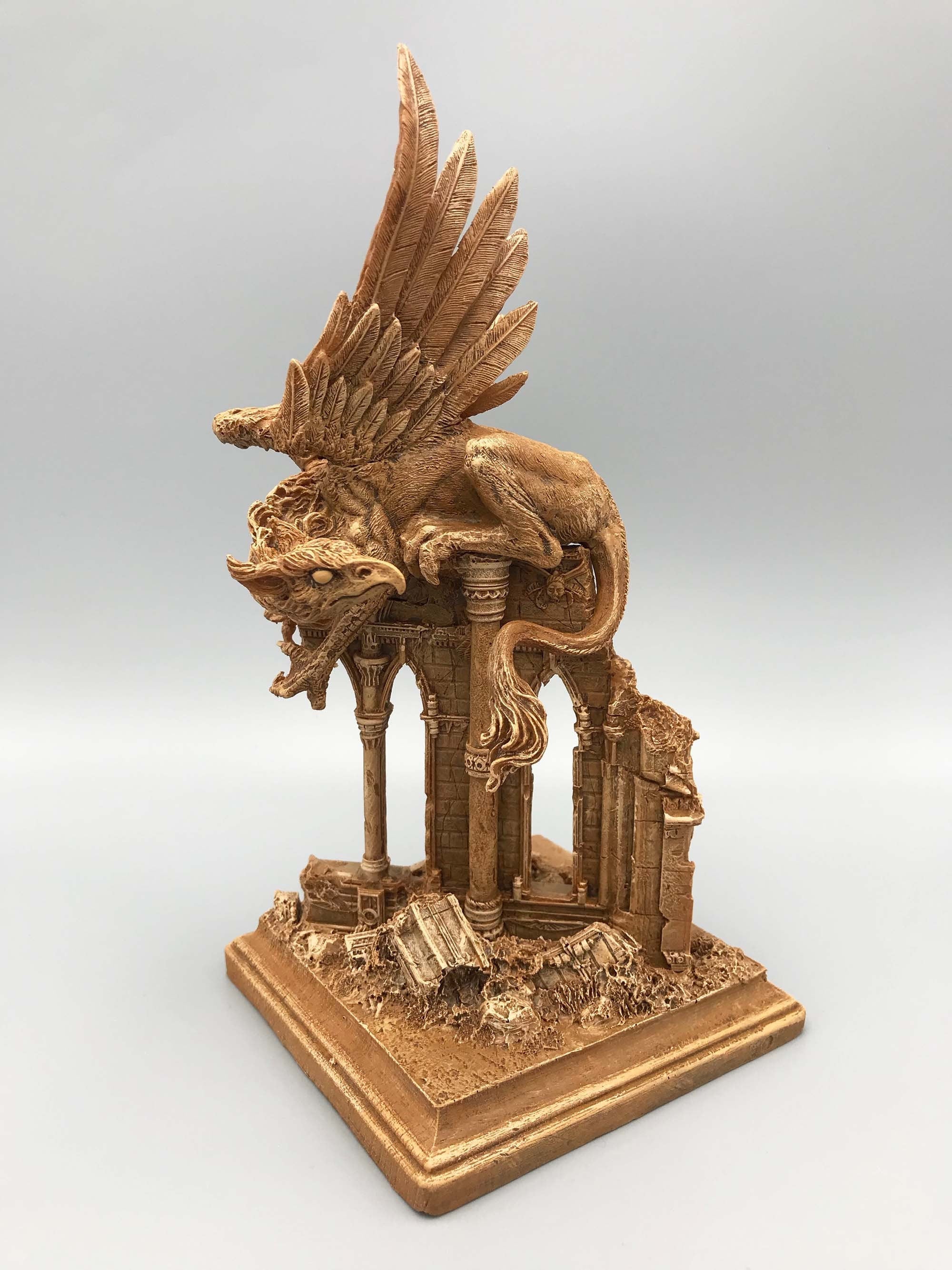 Griffin Statue, Hand Painted Resin Sculpture | Mythical Creature Figurine | Unique Legendary Guardian Spirit Figurine. Fantasy Art Decor