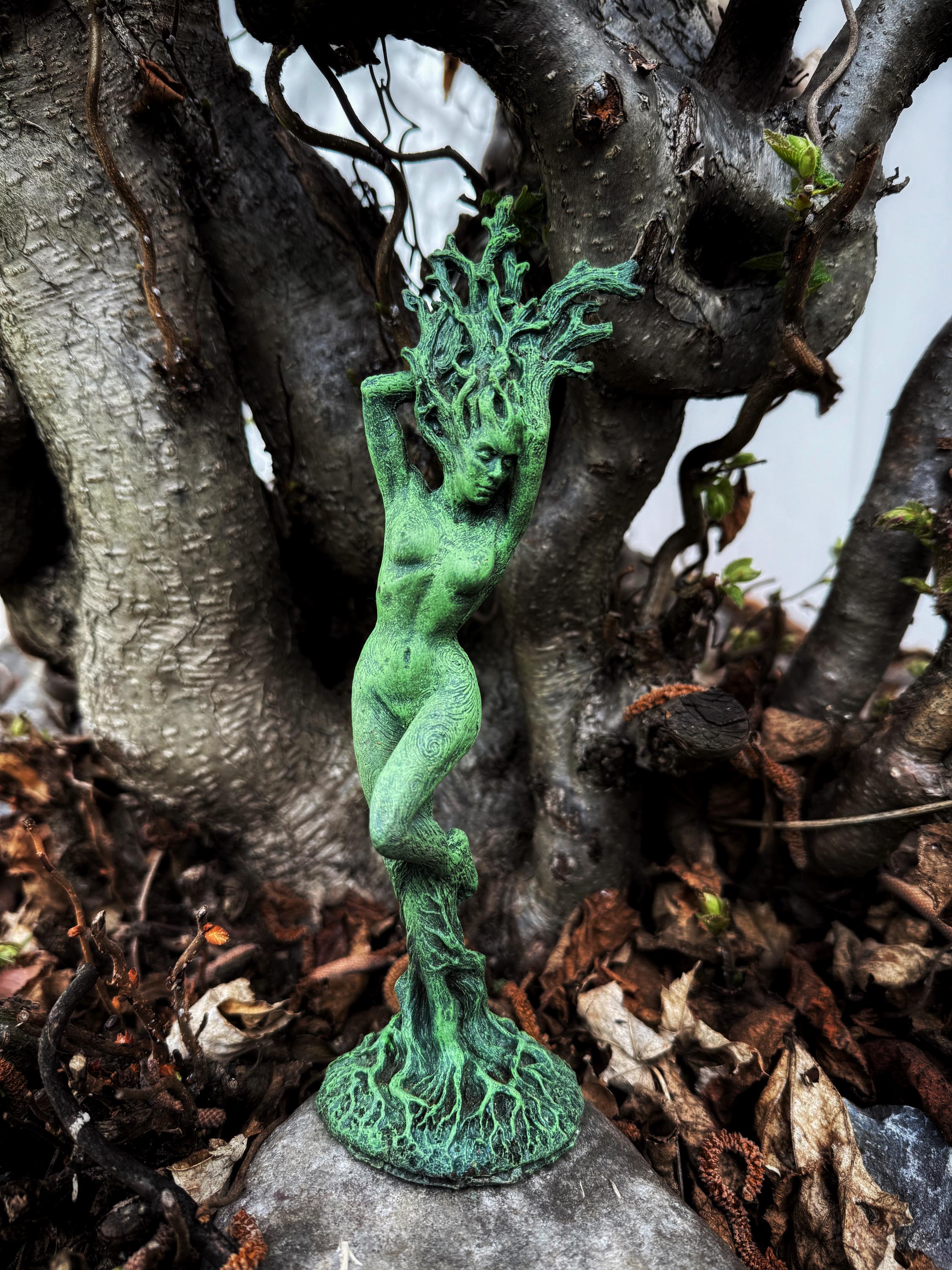 Dryad Statue, 8" Version, Green Finish