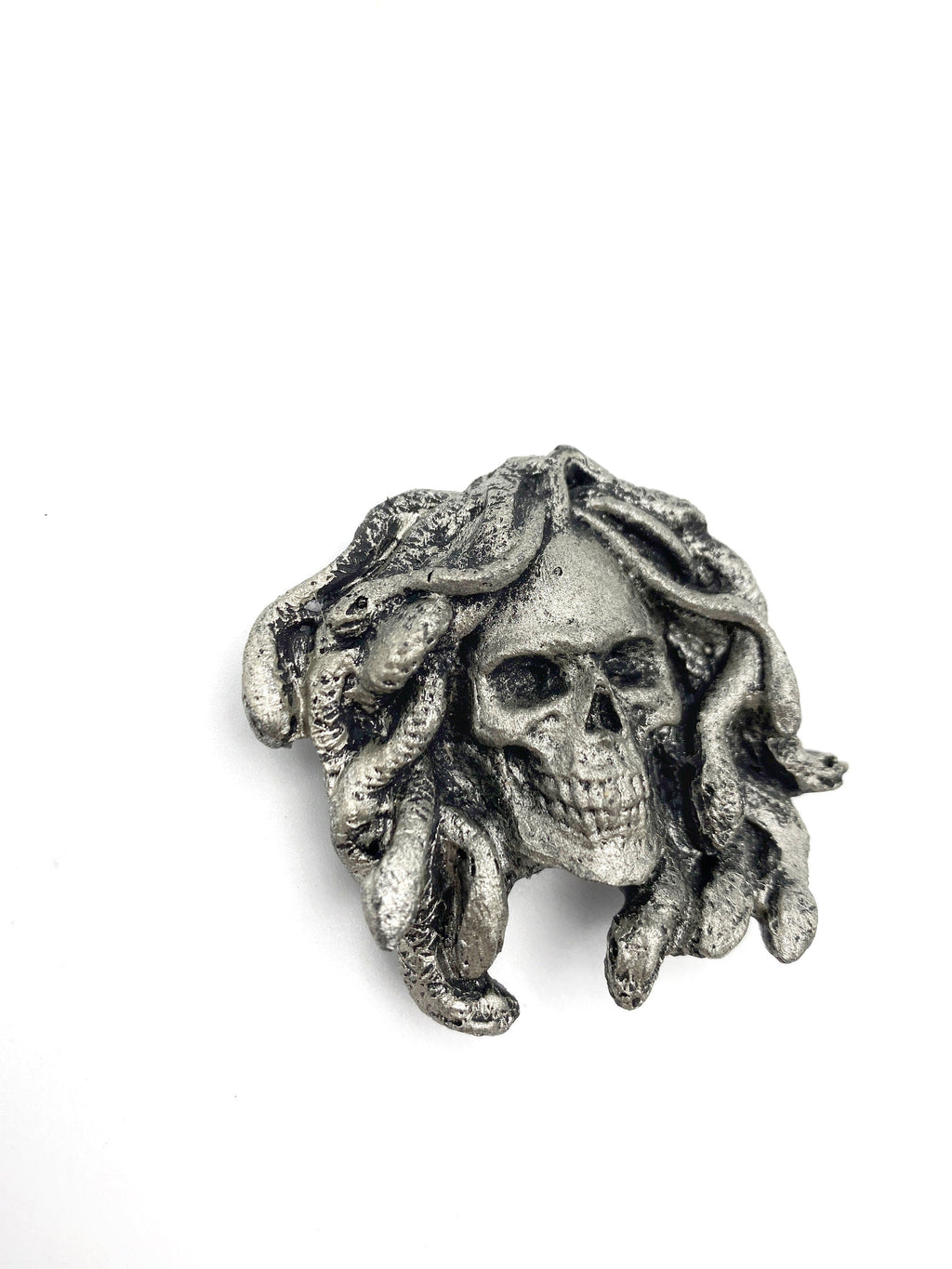 Medusa Skull Magnet, Hand Painted Resin Sculpture | Mythic Fantasy Decor | Medusa Skull Magnet for Fantasy and Gothic Decor