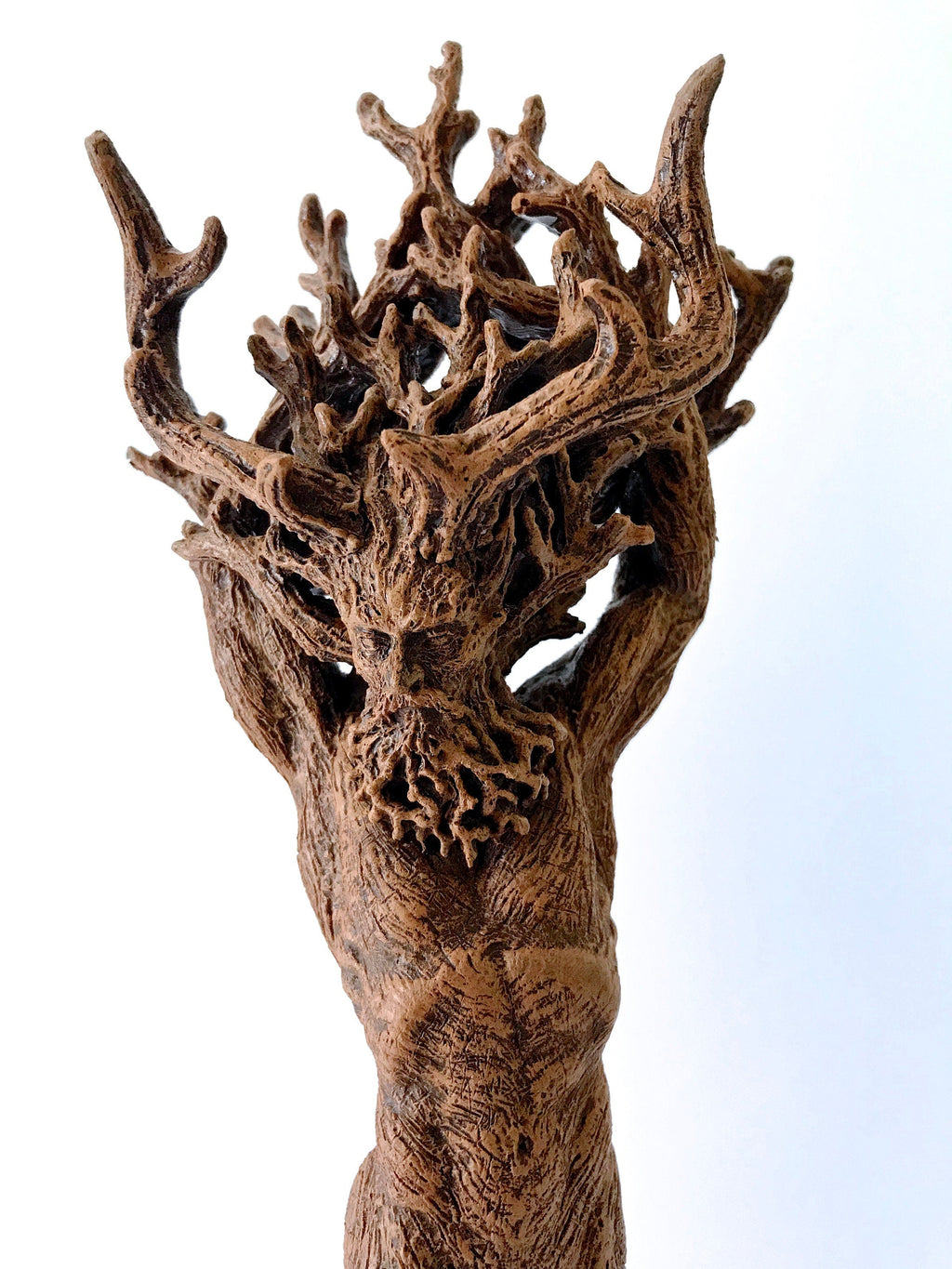 Green Man/ Cernunnos Hand Painted Resin Sculpture | Mythical Forest Creature Figurine | 15” Woodland God Altar Statue for Nature Lovers