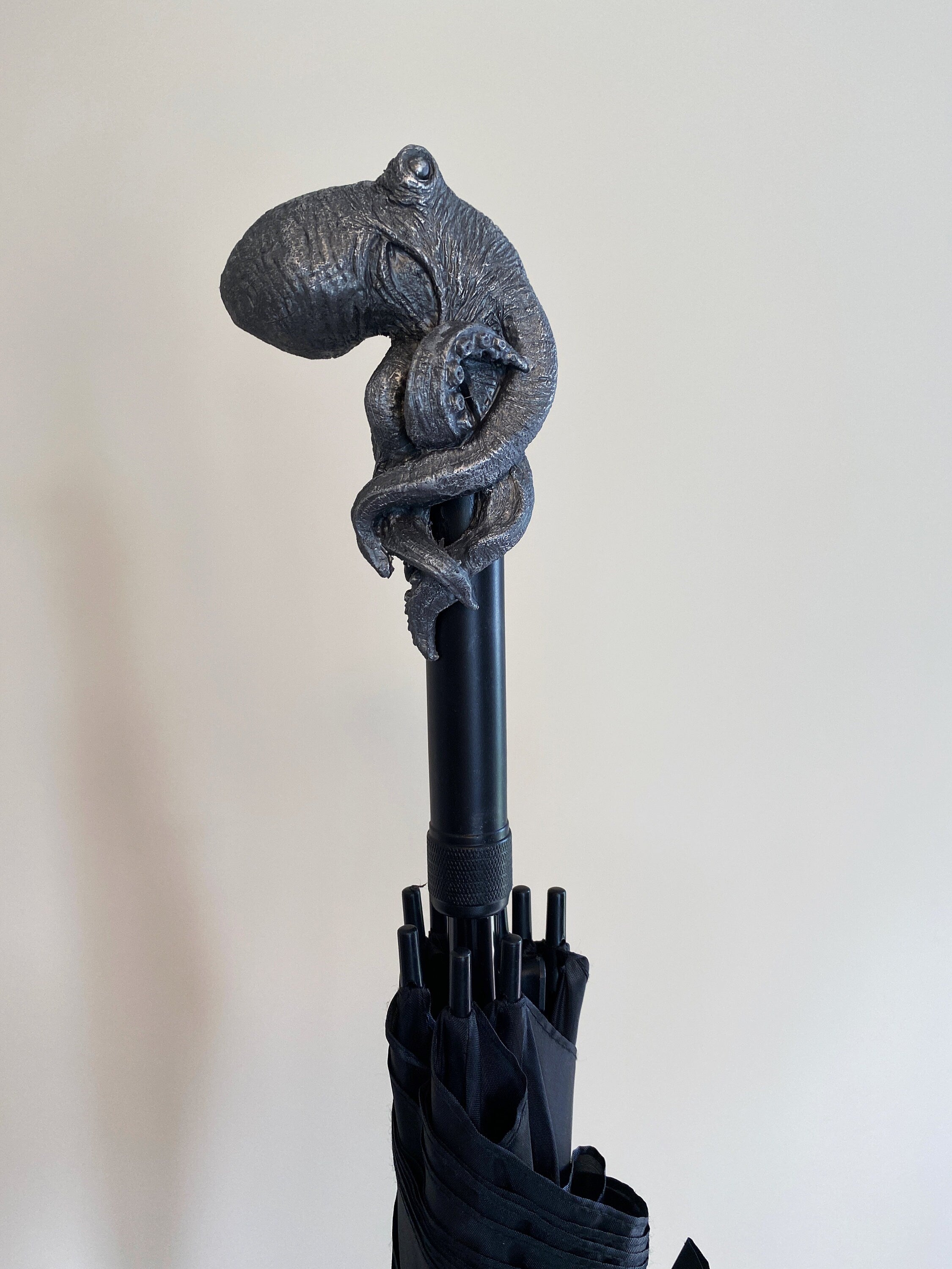 Kraken Umbrella, Hand Sculpted Resin Octopus | Nautical Gothic Umbrella |Fantasy Cosplay Kraken Lovecraftian Umbrella Cane, Gothic Accessory