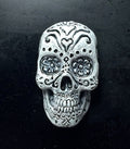 Day of the Dead Skull Magnet, Hand Painted Resin Sculpture | Gothic Fantasy Decor | Dia de los Muertos Magnet for Fantasy and Gothic Decor