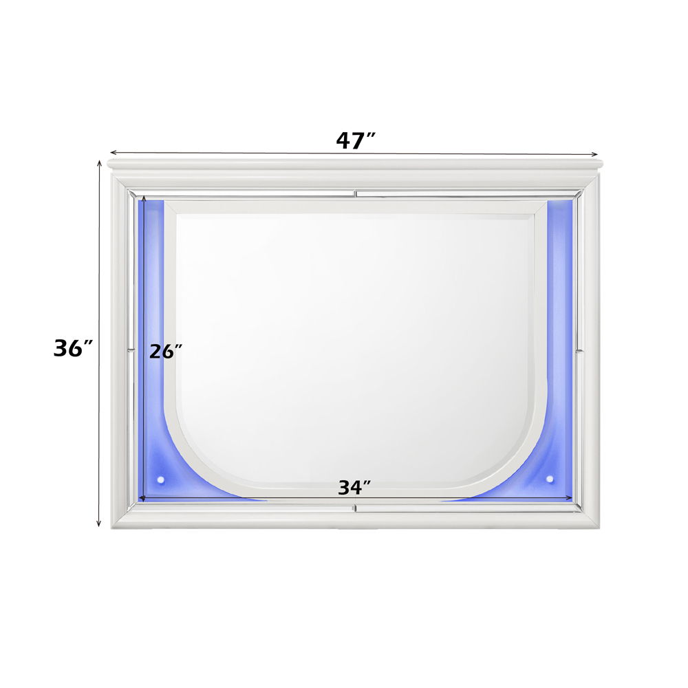 Tarian - Mirror With LED - Pearl White