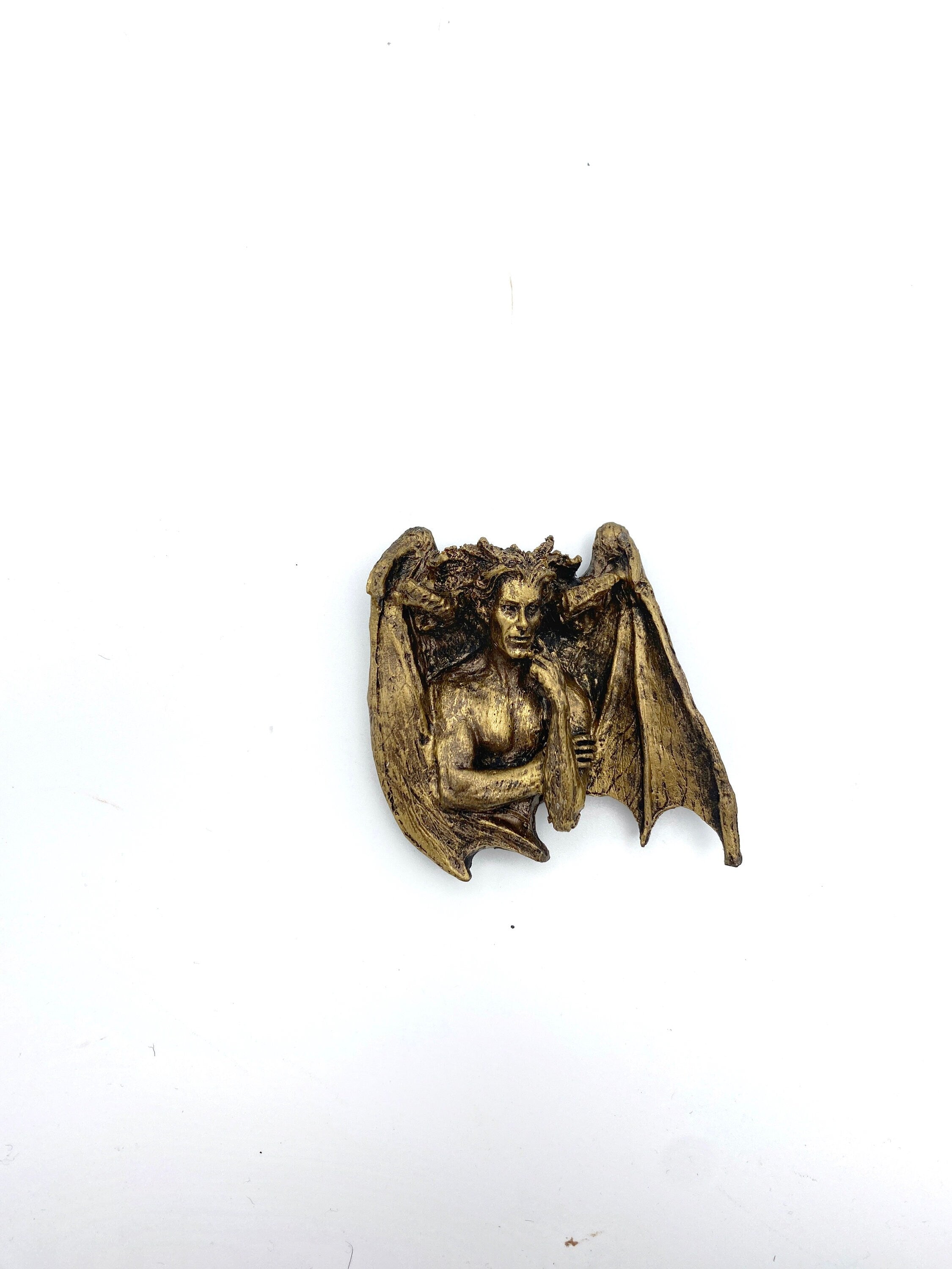 Lucifer Magnet, Hand Painted Resin Sculpture | Mythic Fantasy Decor | Lucifer Devil Demon Magnet for Fantasy and Gothic Decor