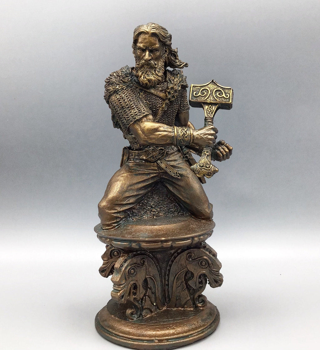 Thor Bust, Hand Painted Resin Sculpture | Norse Mythology Figurine | Myths and Legends God of Thunder Statue, Fantasy Art Home Decor