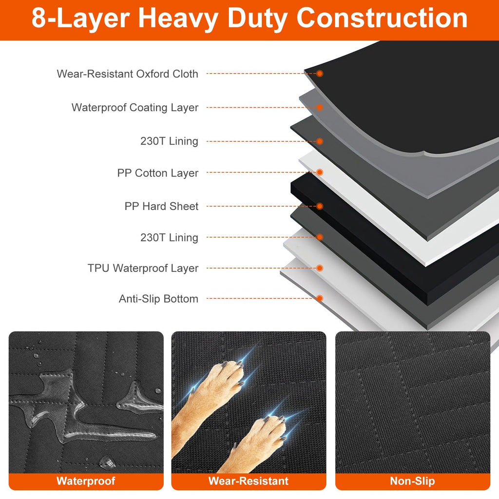 Dog Car Seat Cover For Back Seat Waterproof Oxford Cloth Seat Cover Hammock Non-Slip Scratchproof Back Seat Extender with Side Flap Mesh Window Storag