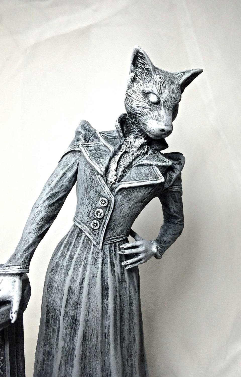 Lady Bast Statue, Cat Goddess, Hand Painted Resin Sculpture | Mythical Creature Figurine | Victorian Cat Goddess Figurine. Fantasy Art Decor