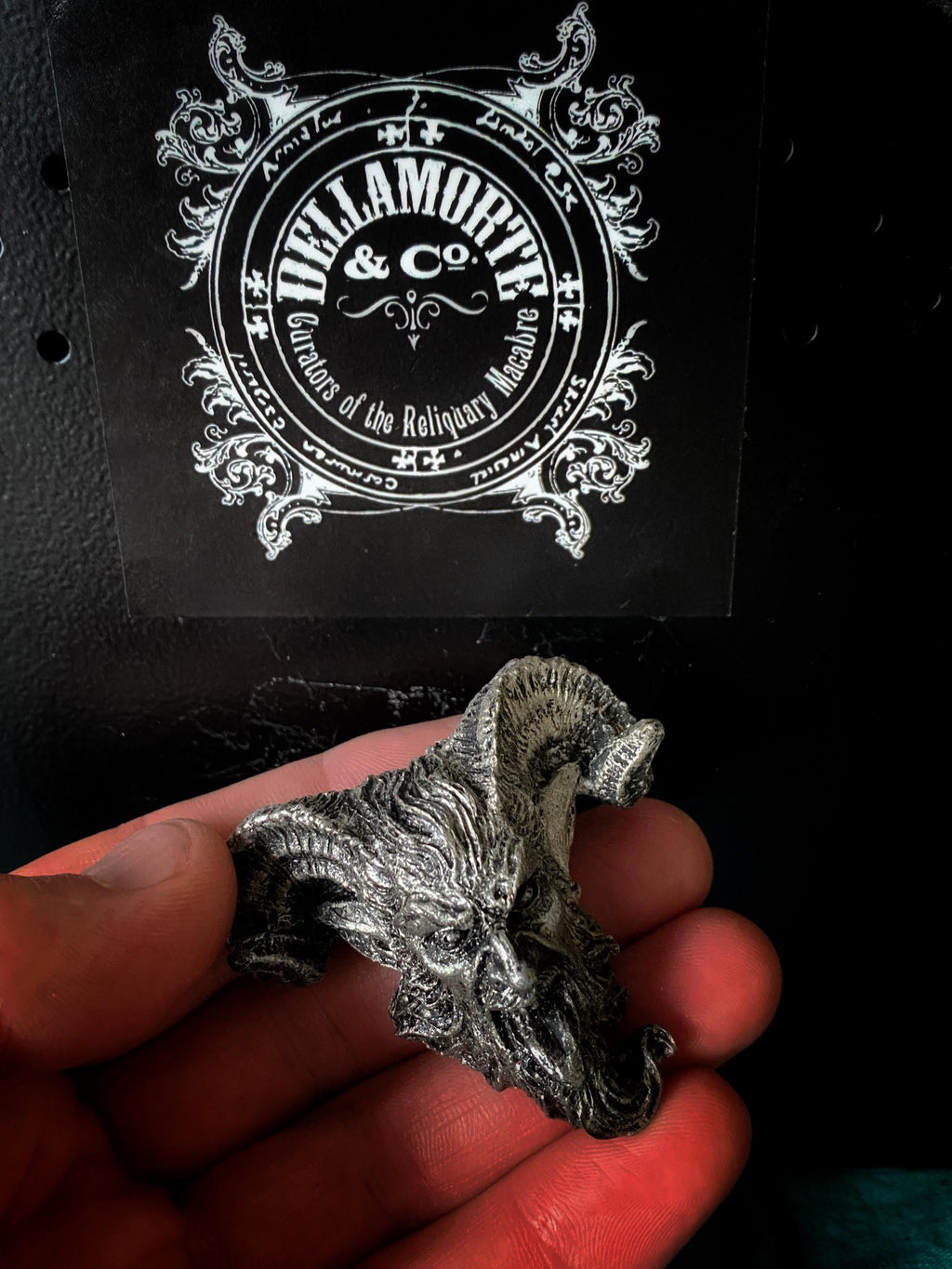 Krampus Magnet, Version 3, Hand Painted Resin Sculpture | Mythic Fantasy Decor | Krampus Head Magnet for Dark Fantasy and Gothic Decor