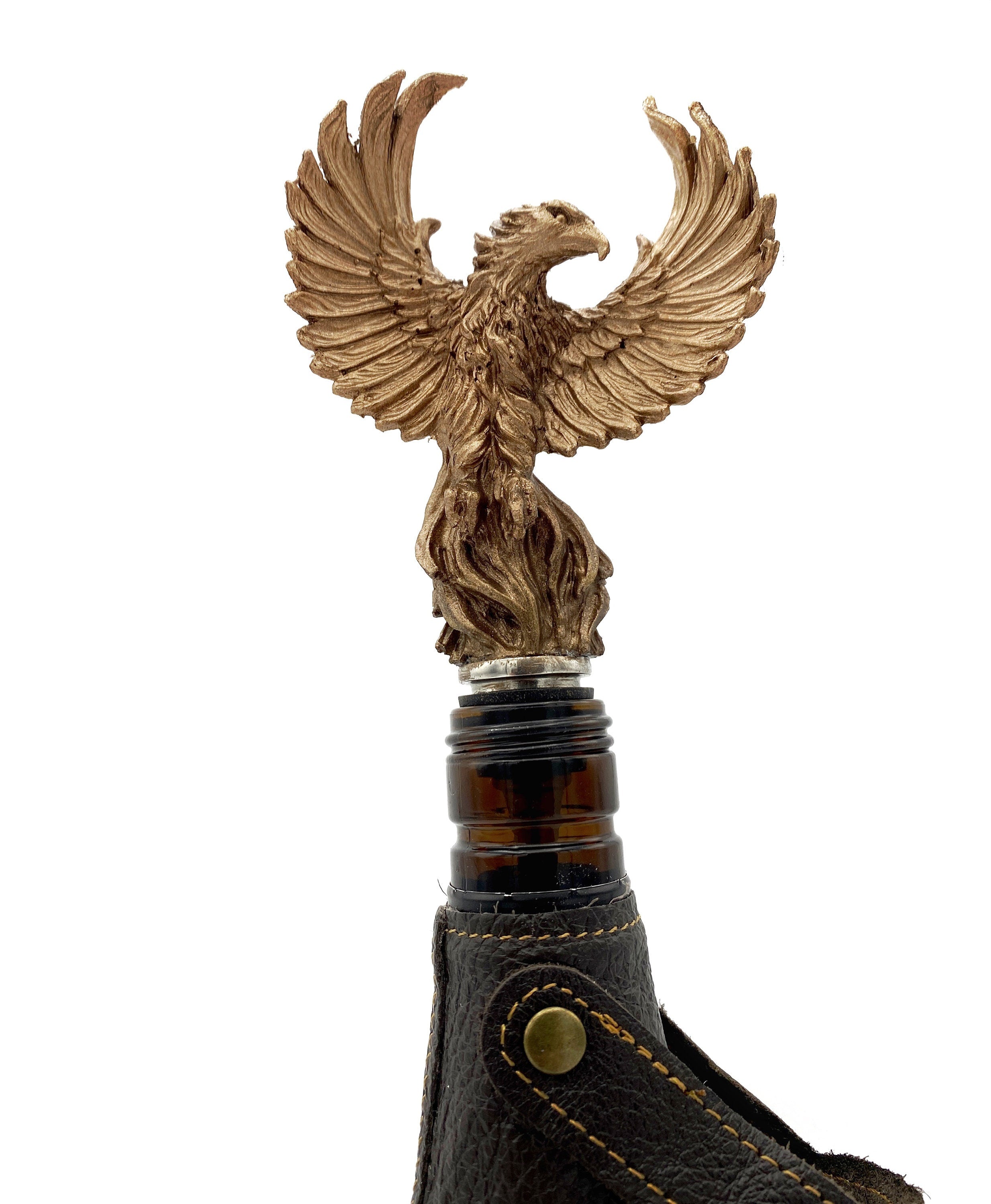 Phoenix Winestopper, Hand Sculpted Resin,  Mythic Fantasy Art Barware | Legendary Creature Bottle Stopper | Fantasy Wine and Barware Gift
