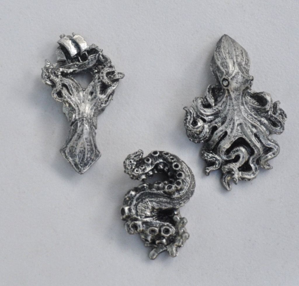 Set of Kraken Magnets- Octopus, Squid, Tentacle | Hand Painted Resin Sculpture | Nautical Decor| Kraken Magnets for Fantasy and Gothic Decor