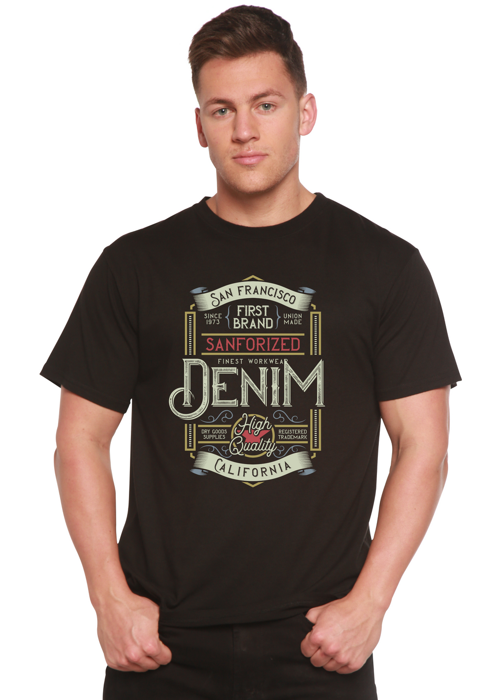 Denim California Men's Bamboo Viscose/Organic Cotton Short Sleeve Graphic T-Shirt