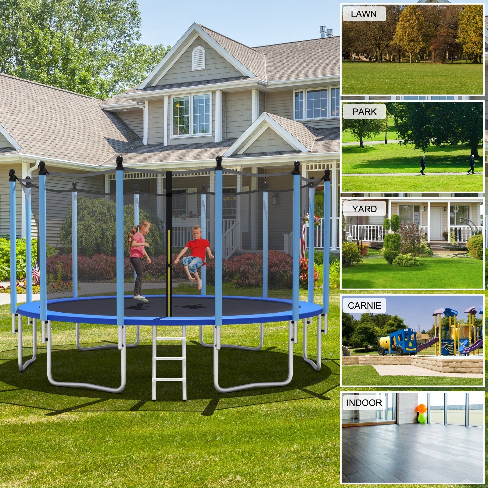 Outdoor Trampoline with Safety Closure Net-16 ft