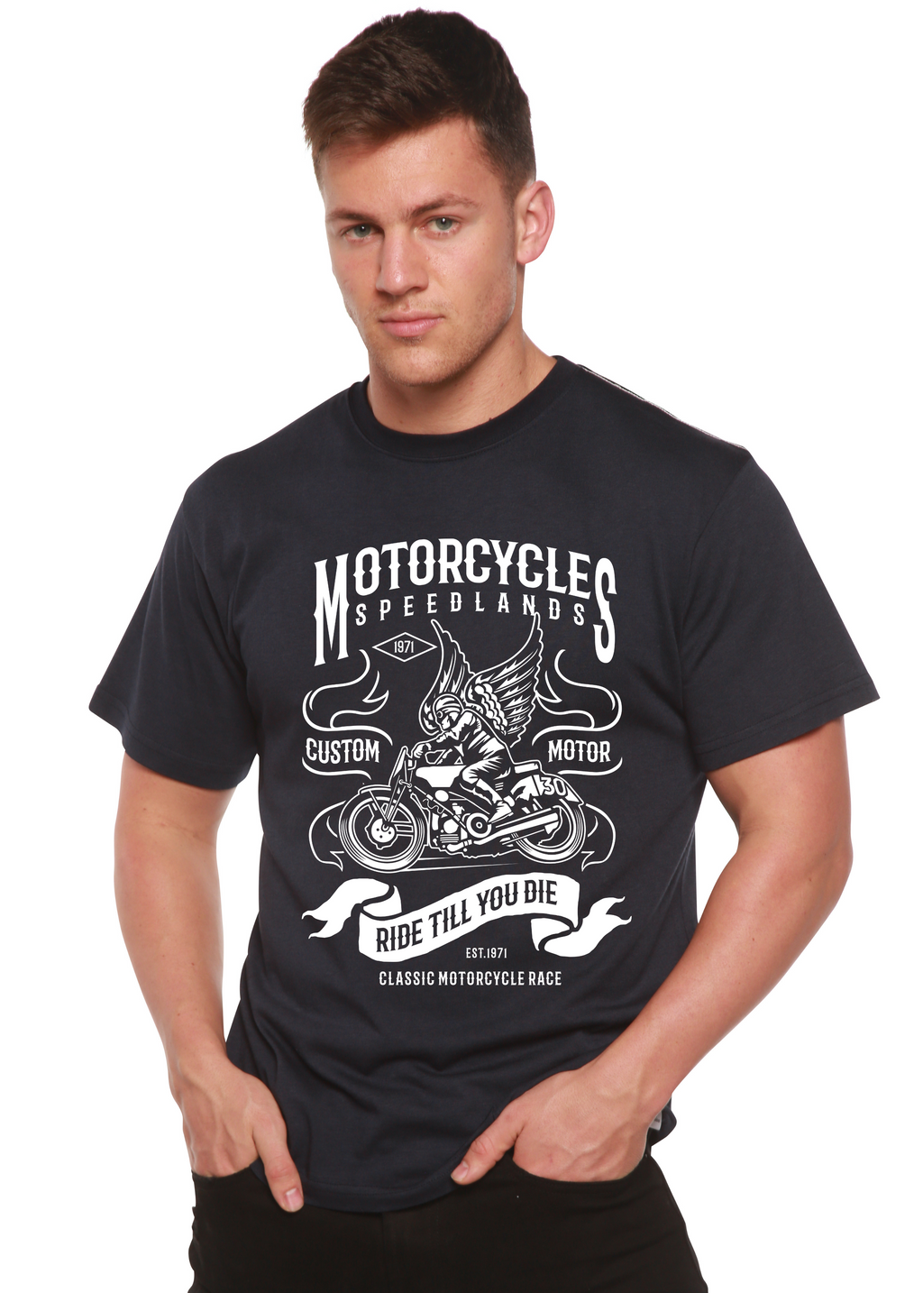 Motorcycles Men's Bamboo Viscose/Organic Cotton Short Sleeve Graphic T-Shirt