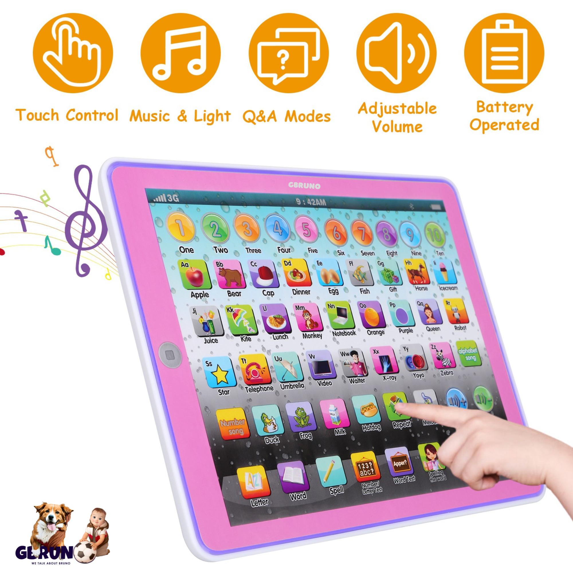 Kid Baby Toddler Tablet Toy Educational Learning Study Tablet Pad Gift for Aged 2 3 4 5 6 7 Girls Boys