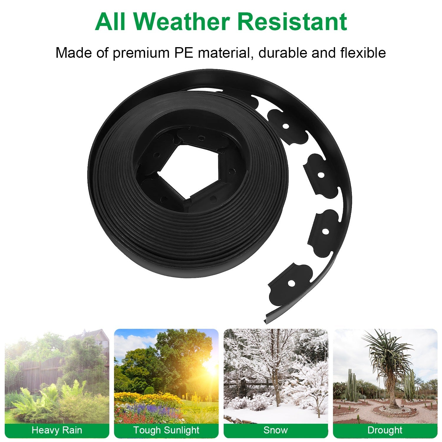 32.8FT Non-Digging Plastic Garden Edging Kit Plastic Garden Border with 30 Spikes 2In Tall Border Edging for Garden Lawn Yard Flower Beds