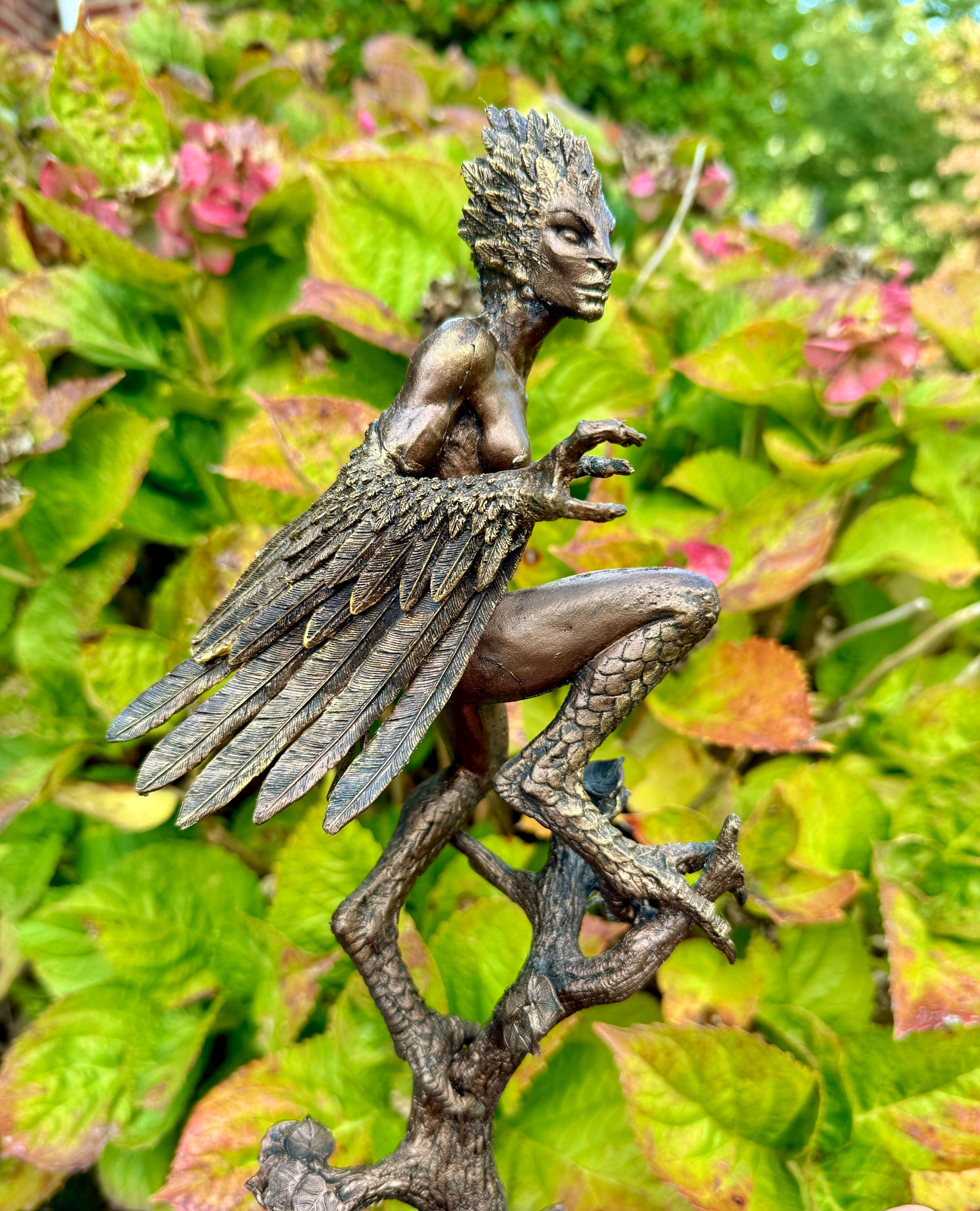Harpy Statue, Hand Painted Resin Sculpture | Mythical Creature Figurine | Unique Legendary Bird Woman Figurine. Fantasy Art Decor
