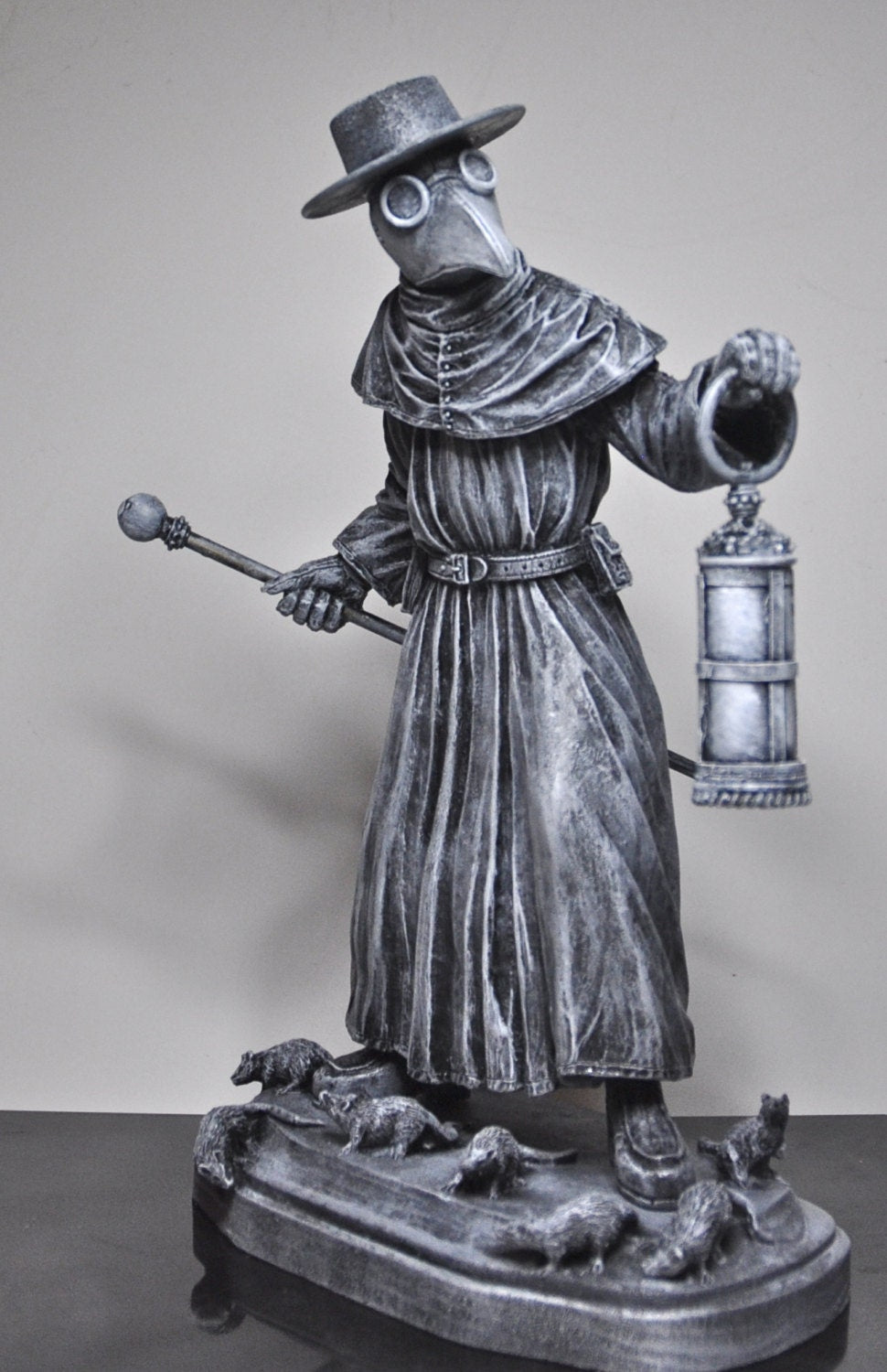 Plague Doctor Statue, Hand Painted Resin Sculpture | Gothic Medieval Figurine | Dark Folklore Art for Spooky Home Decor
