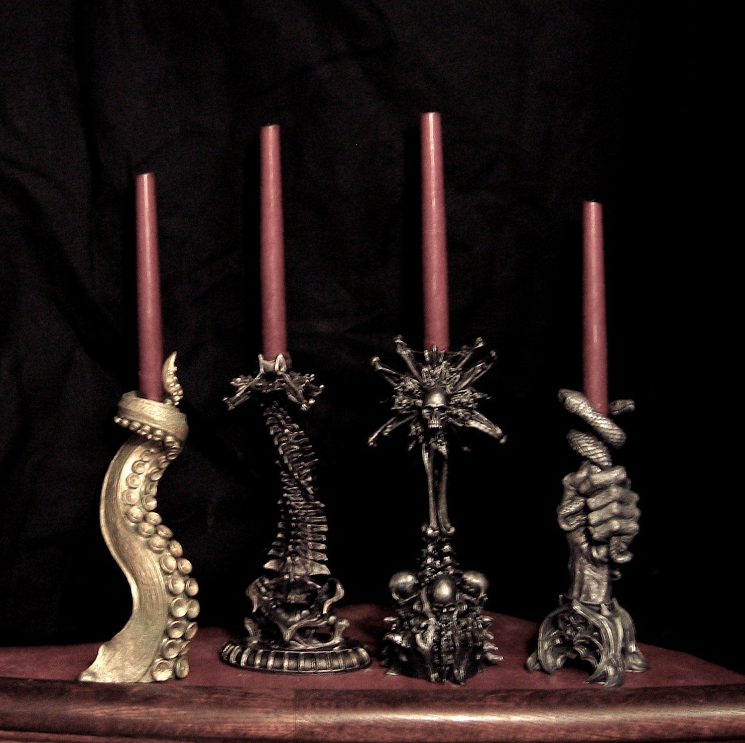Helix Ossuary Spine Candlestick Holder, Hand Sculpted Resin Sculpture| Spooky Gothic Candle,Spine Candle for Halloween Gift and Gothic Decor
