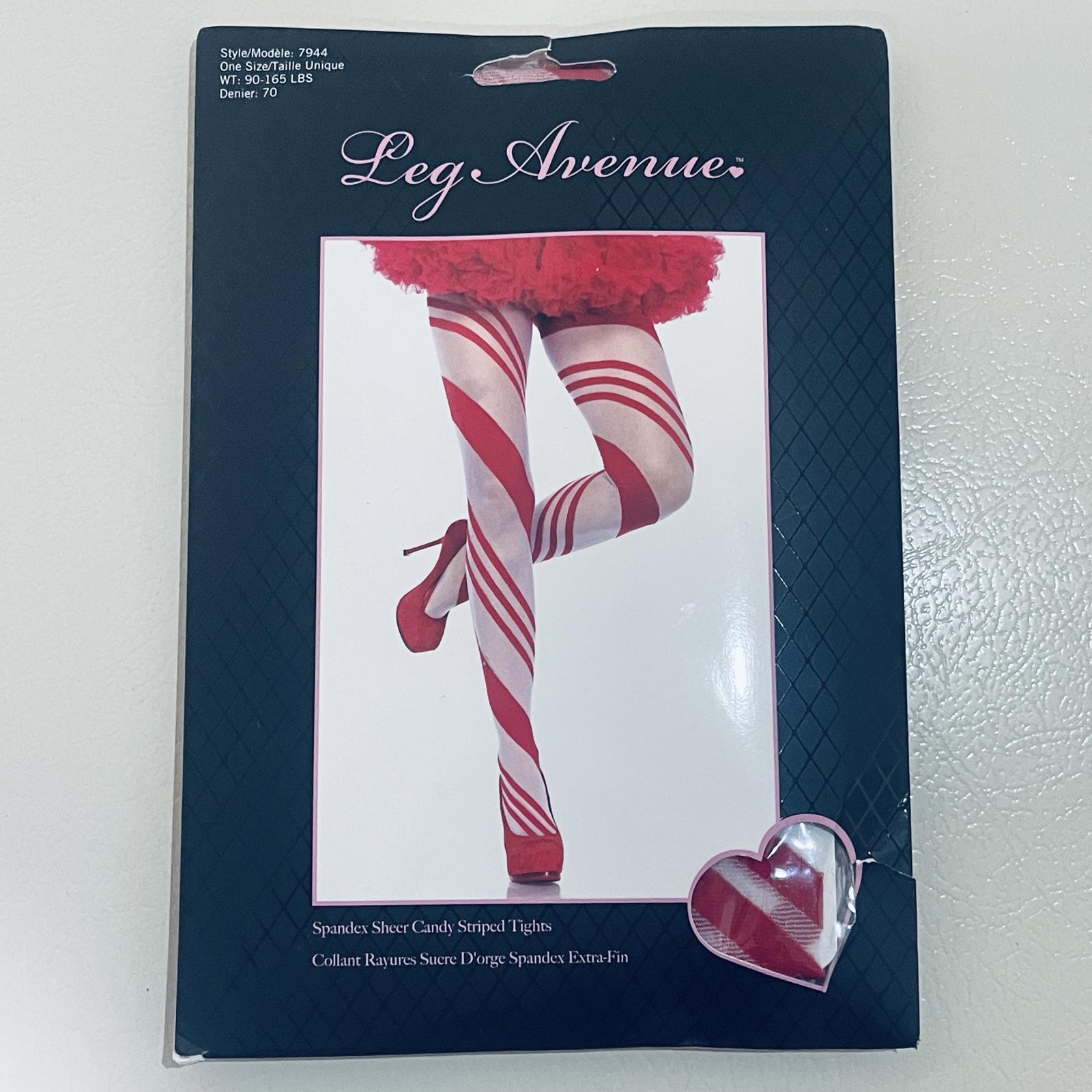 Leg Avenue Candy Striped Sheer Tights - Red and White