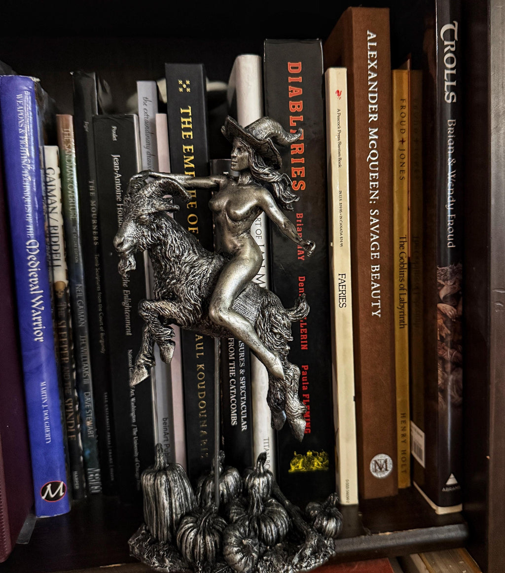 Witch’s Sabbath: Goat Rider Statue, Large Version Resin Sculpture | Pagan Folklore Witchcraft Figurine | Witchy Art for Gothic Home Decor