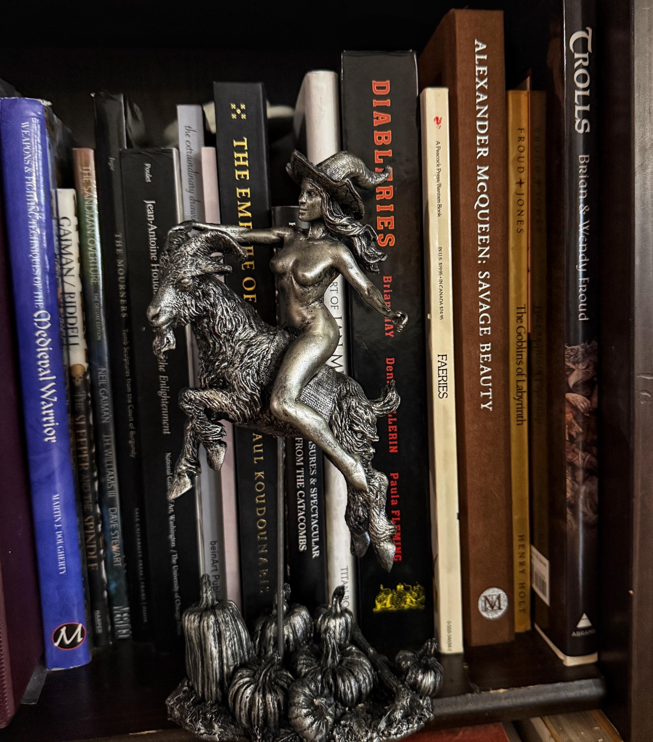 Witch’s Sabbath: Goat Rider Statue, Large Version Resin Sculpture | Pagan Folklore Witchcraft Figurine | Witchy Art for Gothic Home Decor