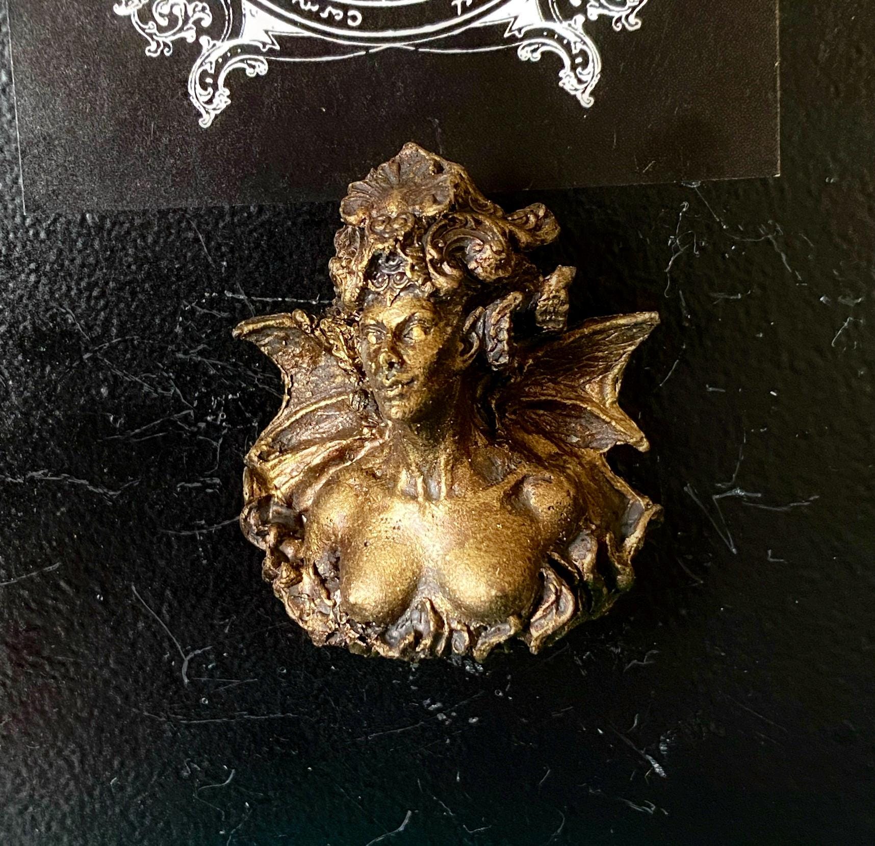 Lilith Magnet, Hand Painted Resin Sculpture | Mythic Fantasy Decor | Lilith Succubus Demon Magnet for Fantasy and Gothic Decor