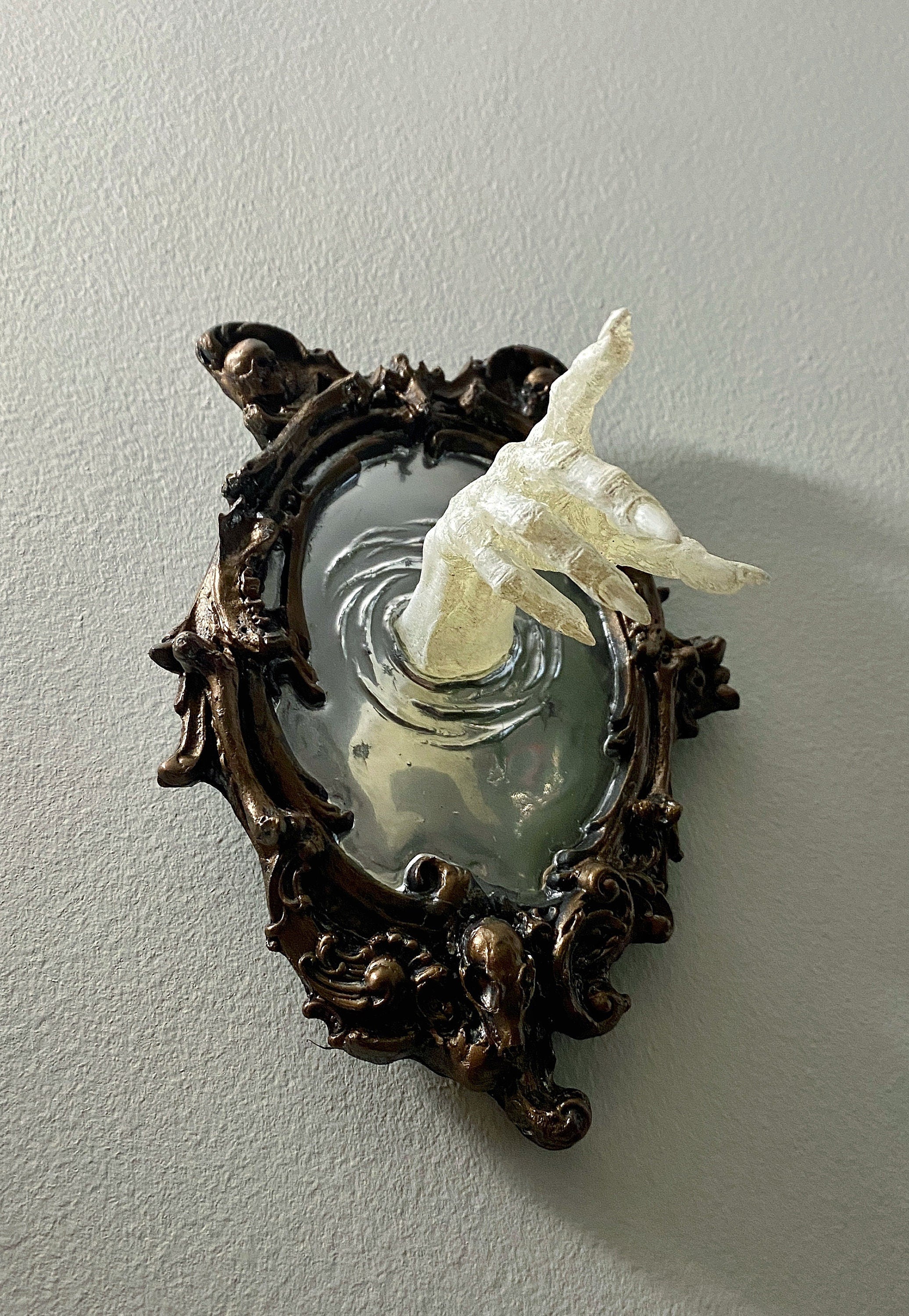 Spectral Hand Wall Plaque, White Version, Resin | Victorian Gothic Haunted Wall Art |Ghost Hand Gift for Halloween, Spooky Home Decor