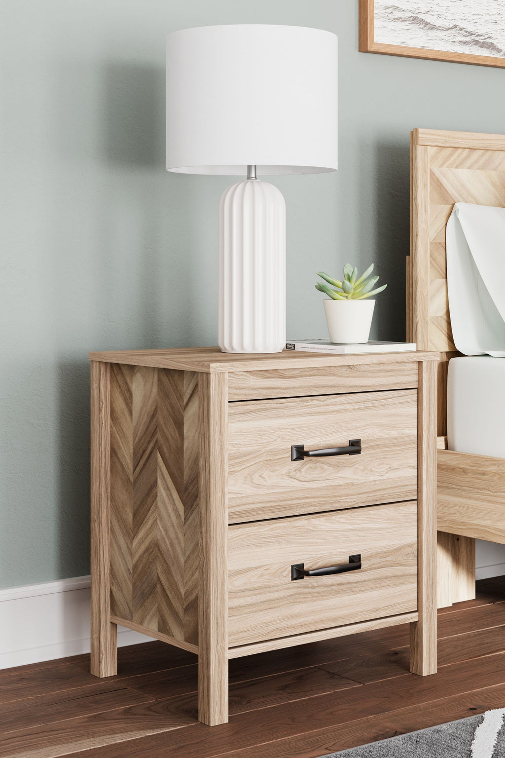 Battelle - Two Drawer Night Stand - Tan