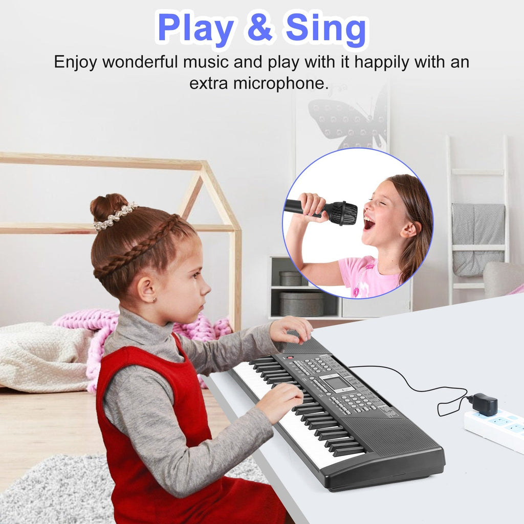 61 Keys Digital Music Keyboard Electric Piano Electronic Musical Instrument Kids Learning Keyboard with Microphone for 3-12 Year Old Kids Girls Boys