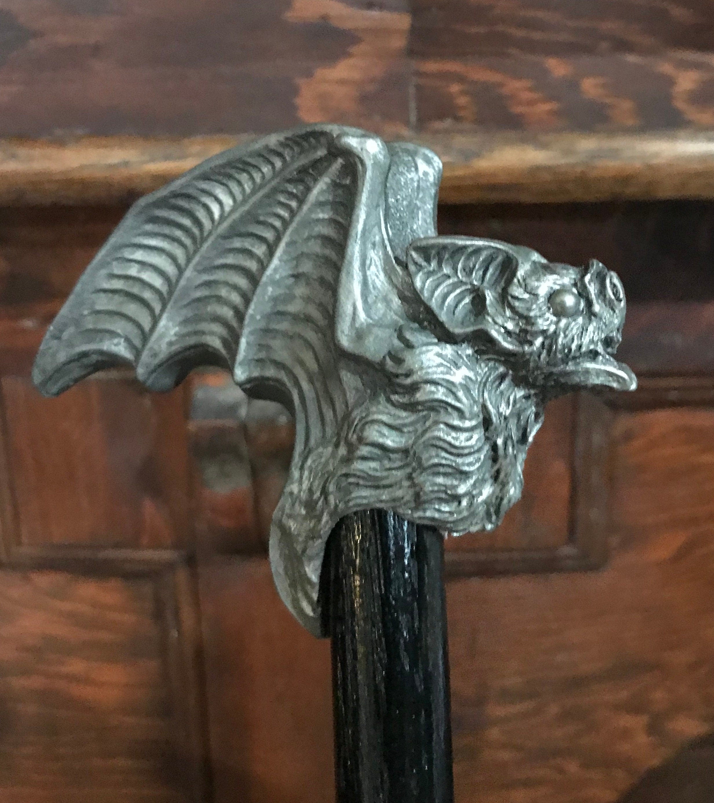Vampire Bat Cane, Hand Sculpted Walking Stick | Victorian Gothic Cane |Dark Fantasy Cosplay Vampire Bat Cane, Halloween and Gothic Accessory