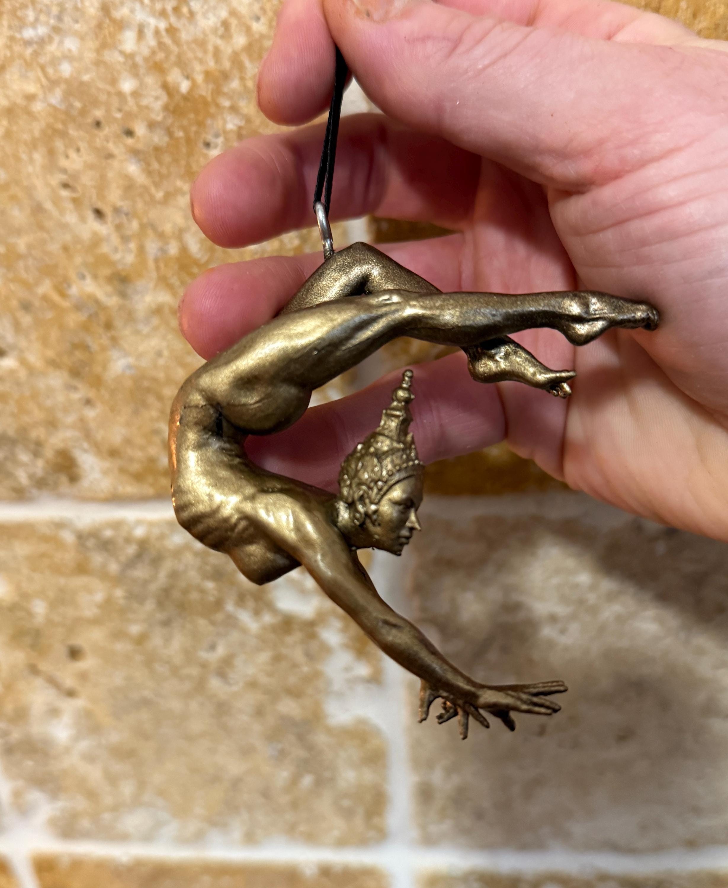Grace in Balance, Contortionist Dancer Ornament, Hand Painted Resin | Exotic Yoga Acrobat Figurine | Thai Dancer Statue for Yoga Lovers
