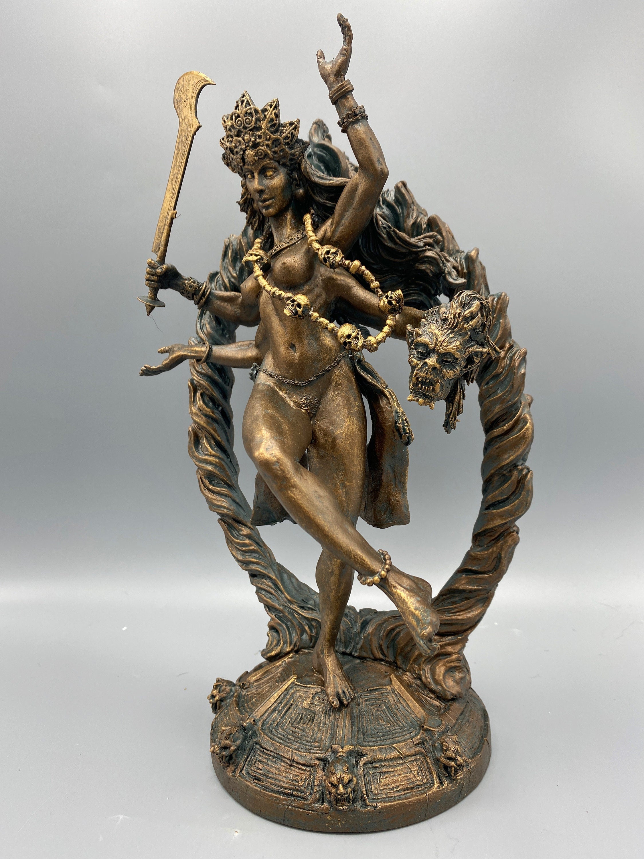 Kali Goddess Statue, Hand Painted Resin Sculpture |Mythological Figurine |Myths and Legends Hindu Statue |Mythic Altar Statue for Home Decor