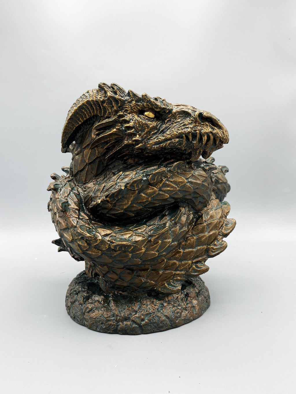 Coiled Dragon Planter, Large Version |  Unique Mythic Creature Home Decor | Resin Sculpture Snake Vase, Fantasy Art and Gothic Home Decor