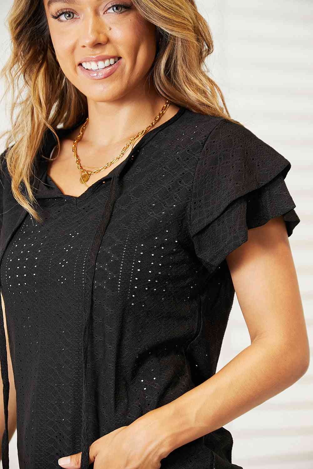 Flutter Sleeve Top – Exquisite Elegance Women's Blouse