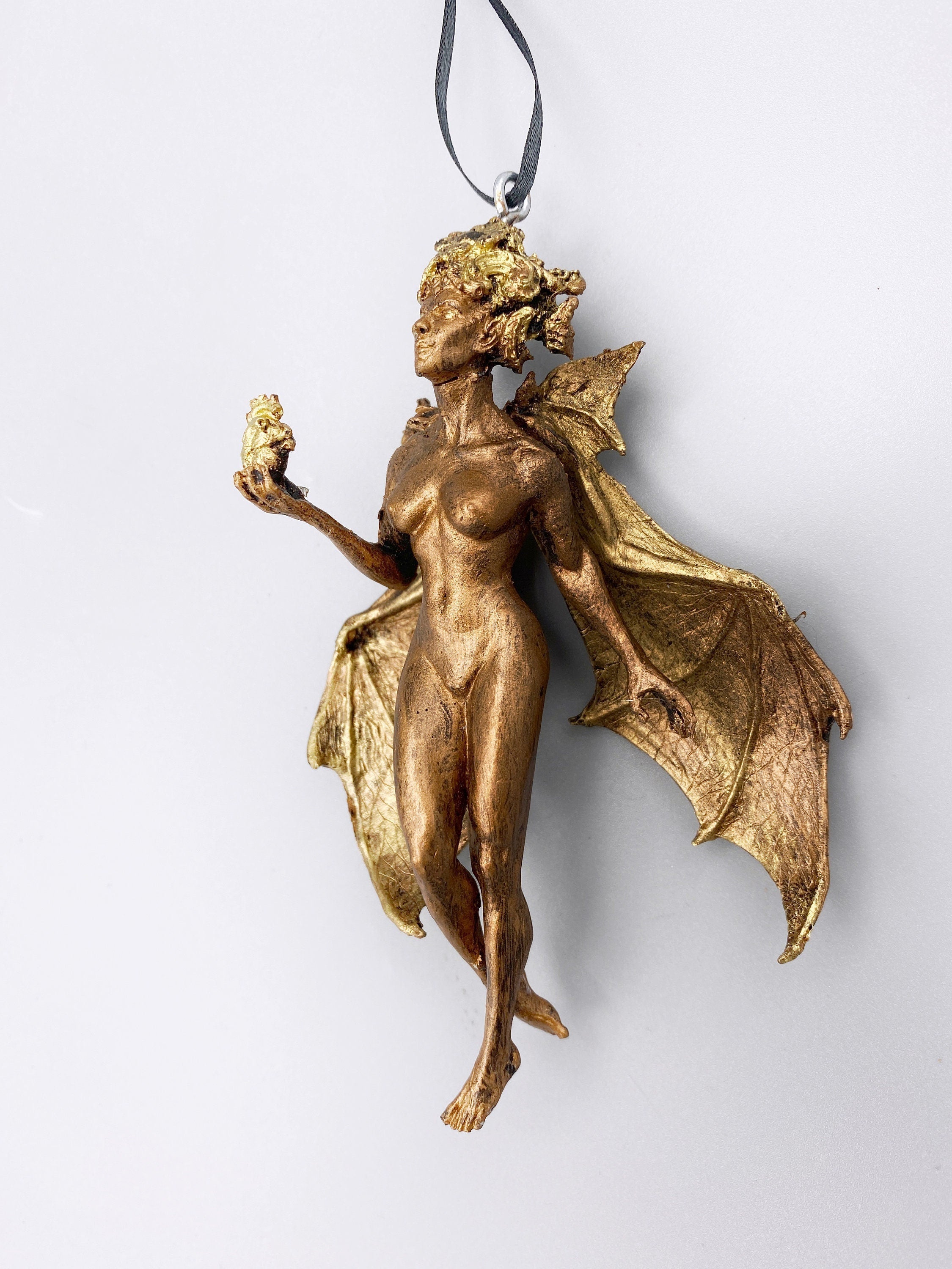 Lilith Ornament, Hand Painted Resin Sculpture | Mythic Goddess Figurine |Myths and Legends Character Ornament for Gothic Home Decor