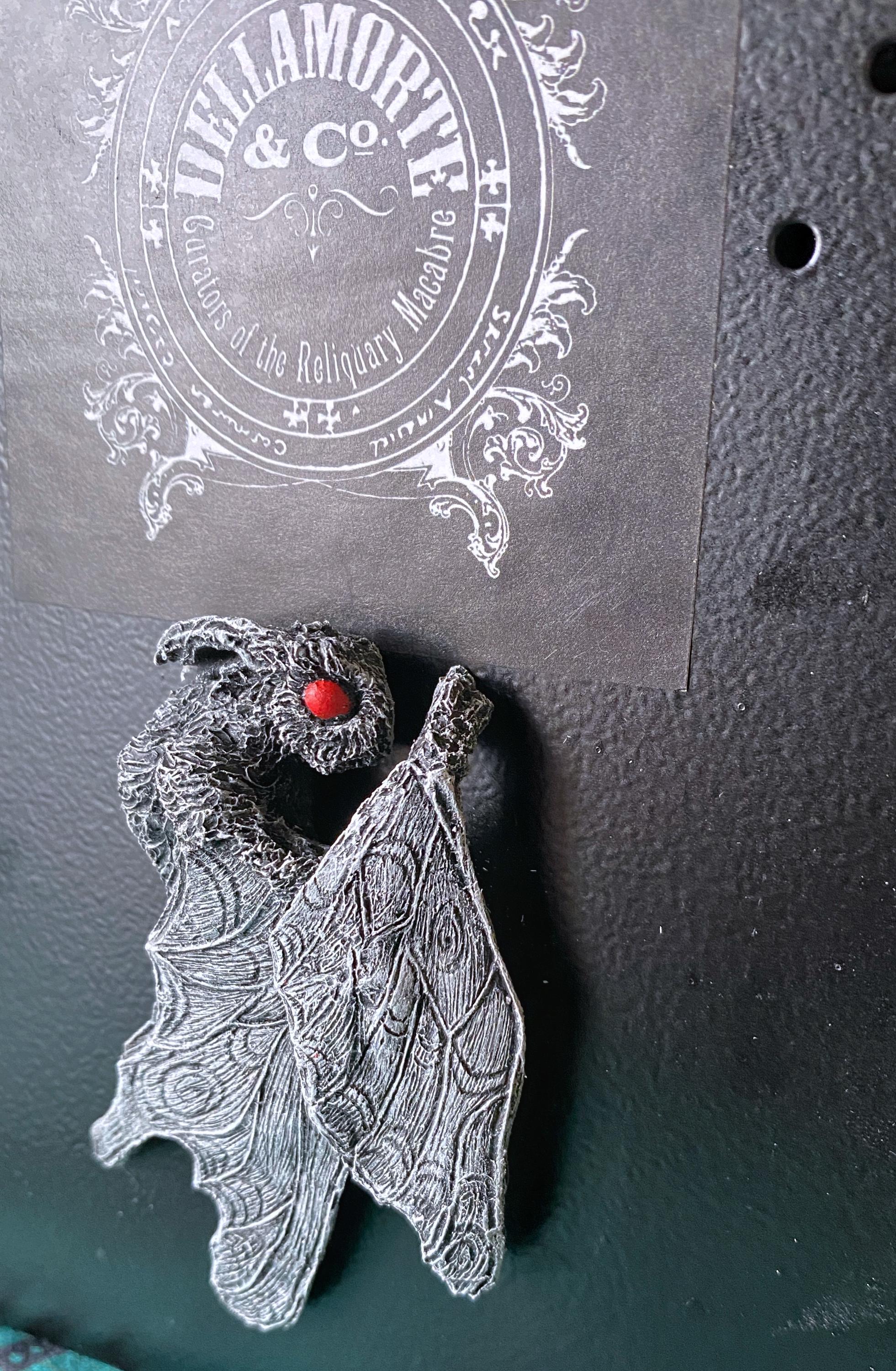 Mothman Magnet, Hand Painted Resin Sculpture | Cryptid Fantasy Decor | Moth Man Magnet for Horror and Gothic Decor