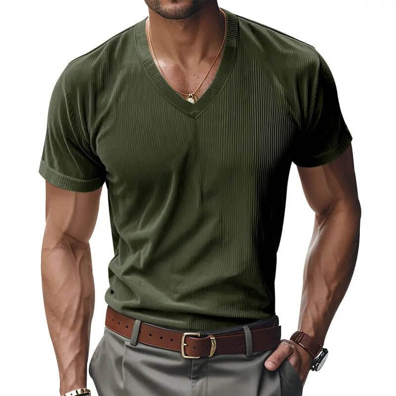 Men's V-Neck Short Sleeve Shirt – Loose Casual Everyday Tee