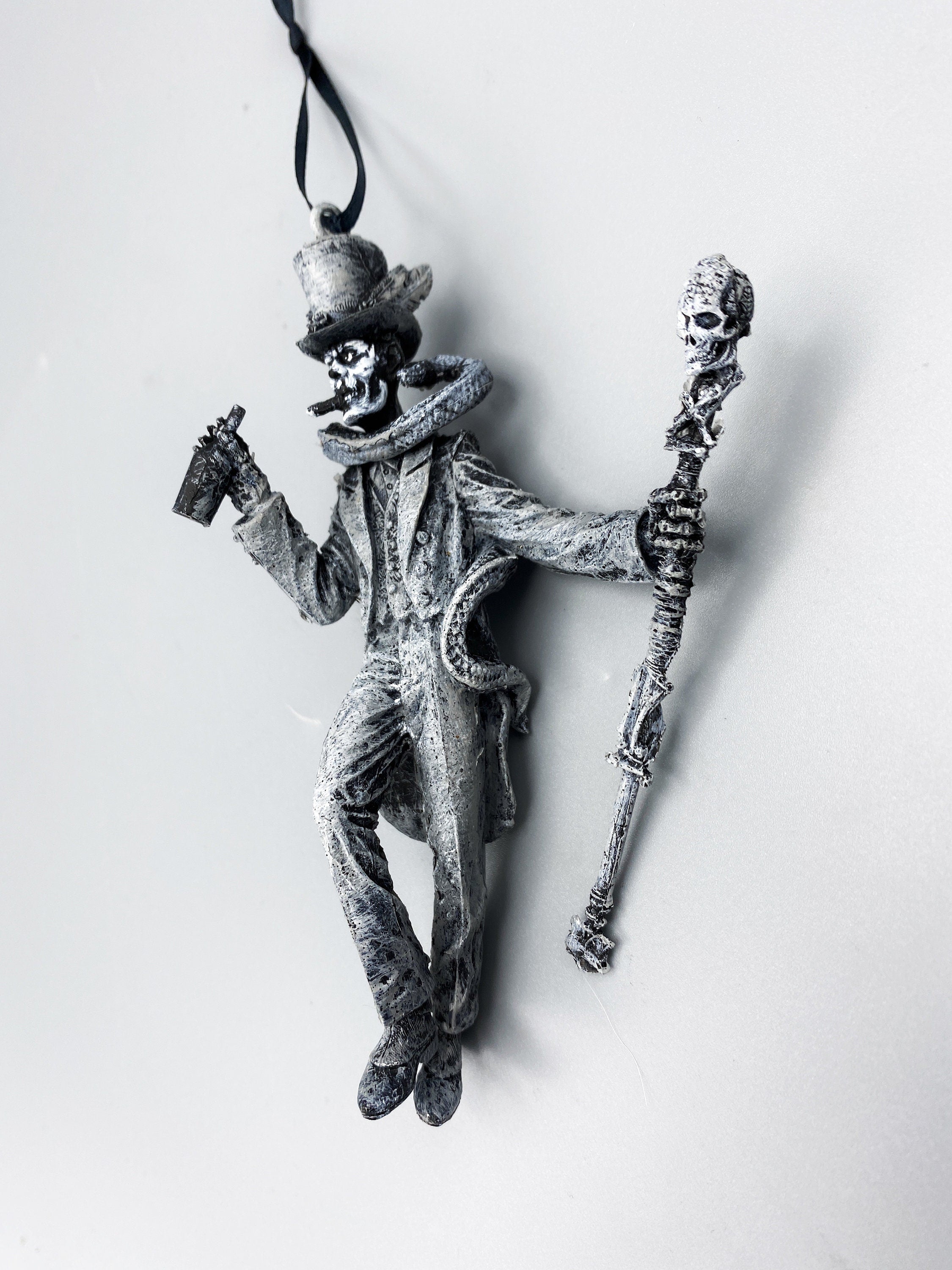 Baron Samedi, Voodoo Loa of Death Ornament, Hand Painted Resin | Legendary Voodoo Figurine | Gothic Ornament for Witchy Holiday Decor