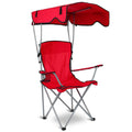 Foldable Beach Canopy Chair Sun Protection Camping Lawn Canopy Chair 330LBS Load Folding Seat w/ Cup Holder For Beach Poolside Travel Picnic