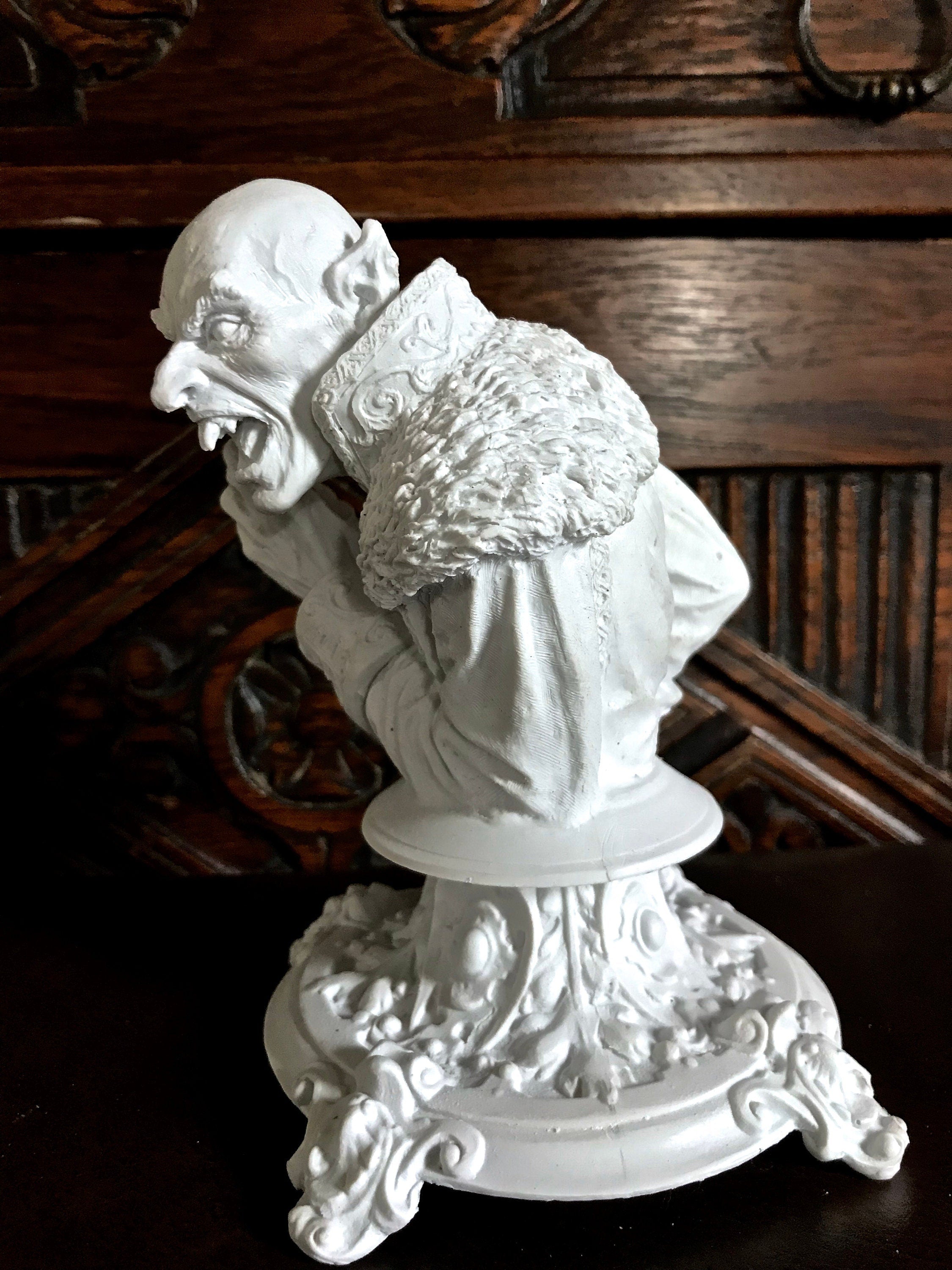 Dracula: Nosferatu Bust,Resin Sculpture | Legendary Vampire Figurine | Victorian Gothic Undead Creature| Dark Art Gift and Spooky Home Decor