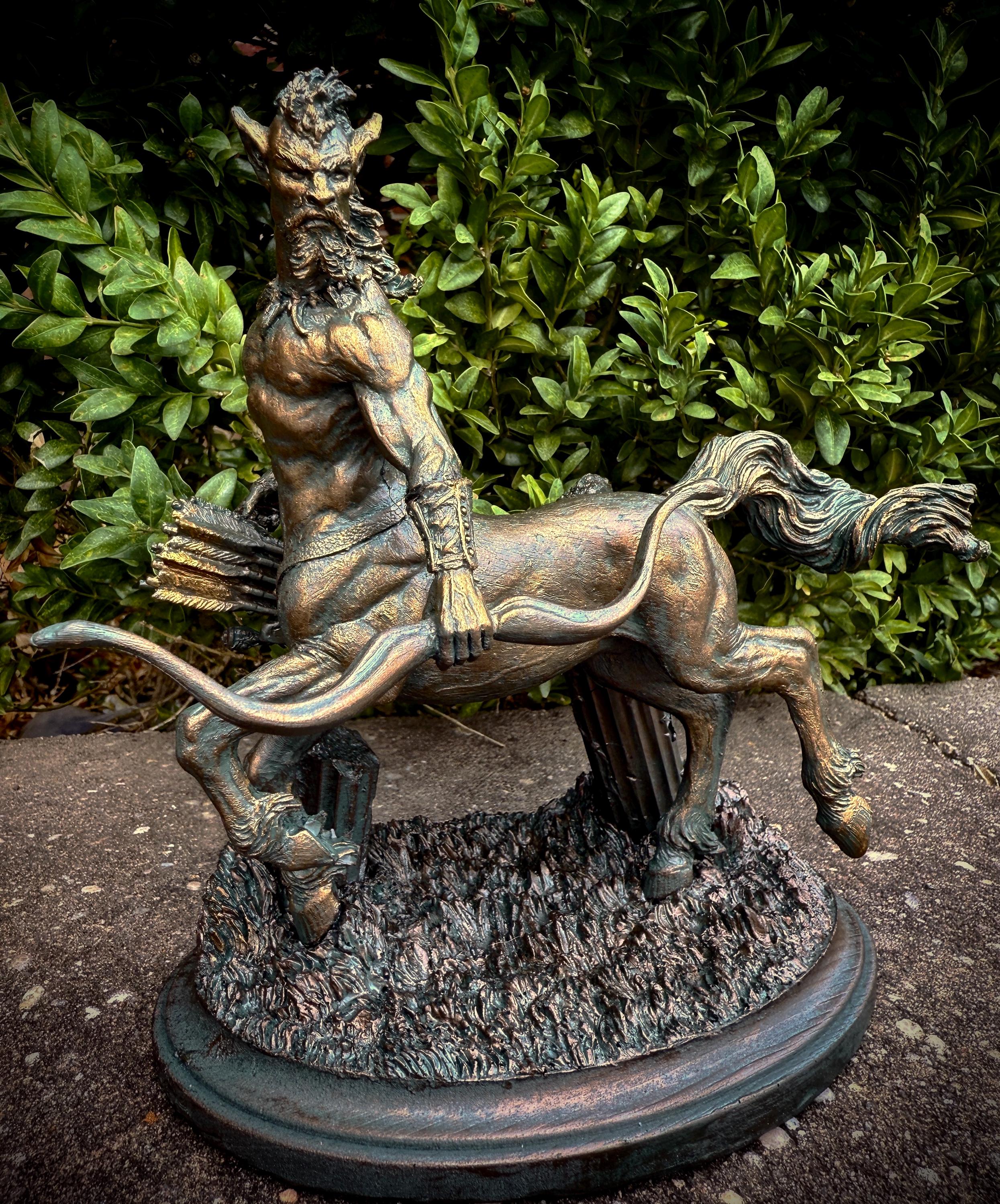 Centaur Statue, Hand Painted Resin Sculpture | Mythical Creature Figurine | Unique Legendary Sagittarius Centaur Figurine. Fantasy Art Decor