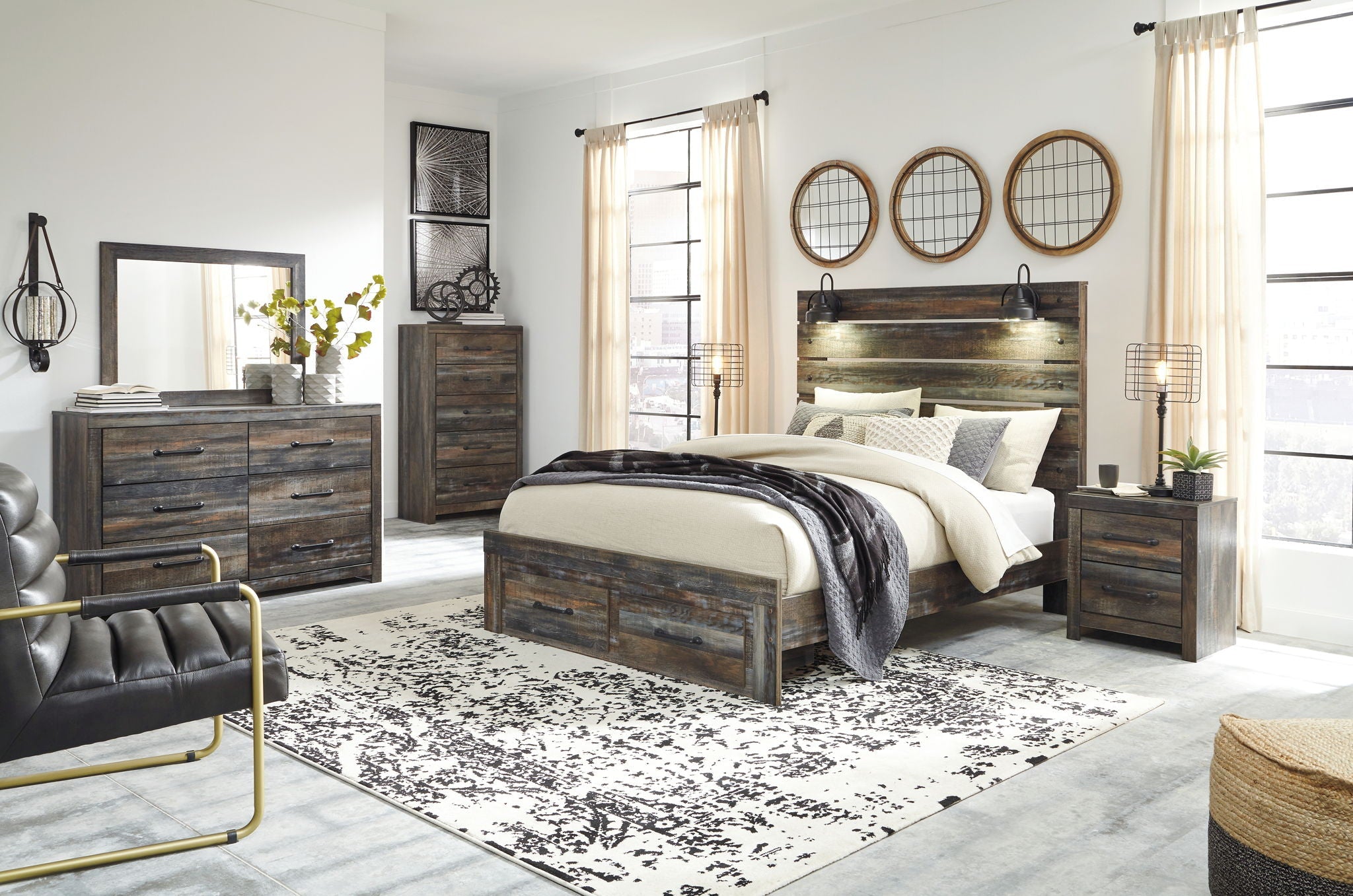 Drystan - Two Drawer Night Stand - Brown / Beige