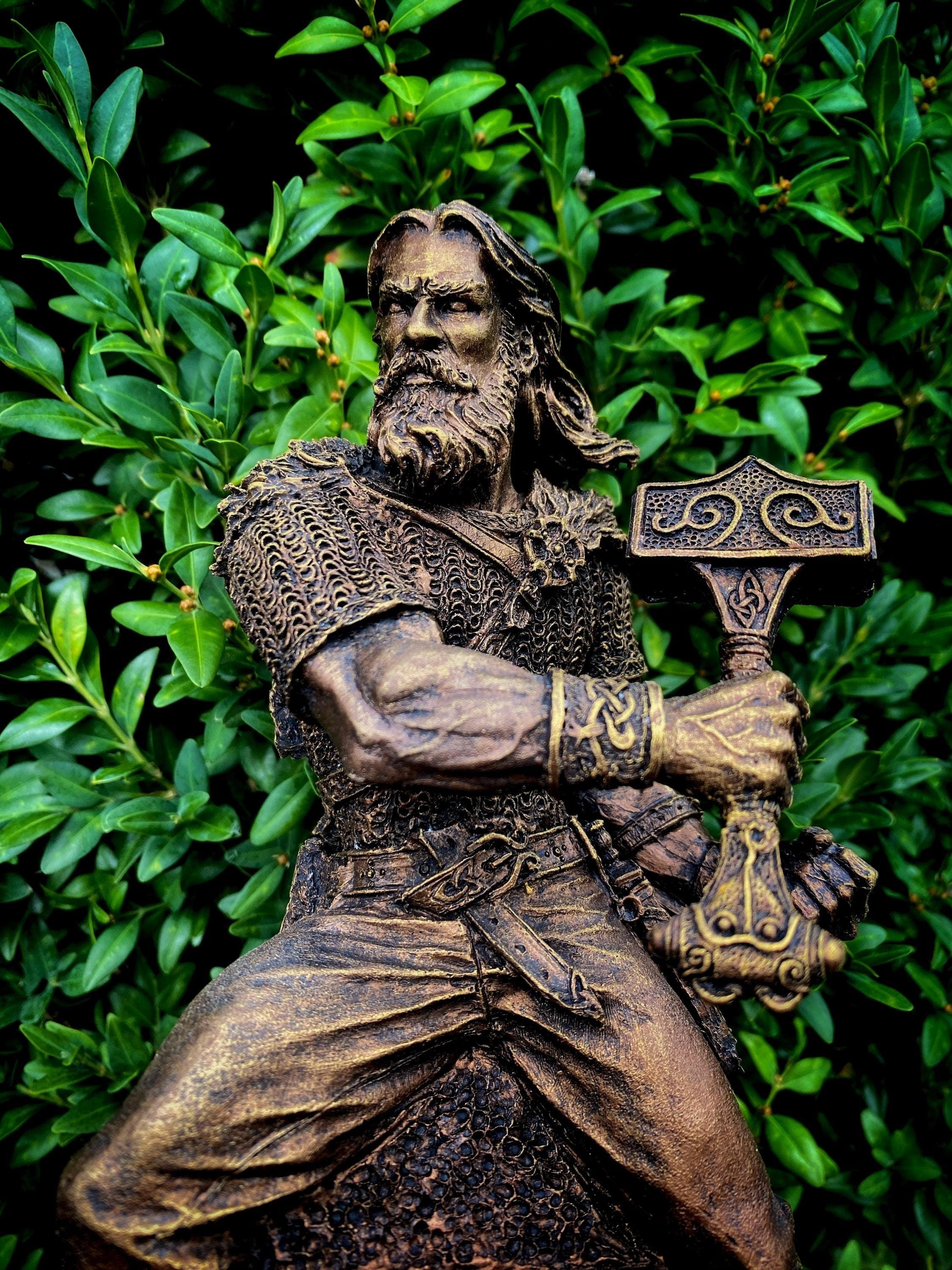 Thor Bust, Hand Painted Resin Sculpture | Norse Mythology Figurine | Myths and Legends God of Thunder Statue, Fantasy Art Home Decor