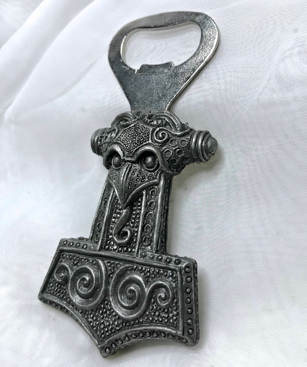 Thor's Hammer Bottle Opener, Hand Painted Resin | Medieval Norse Barware, Mjolnir Viking Bottle Opener | Fantasy Gothic Barware Gift