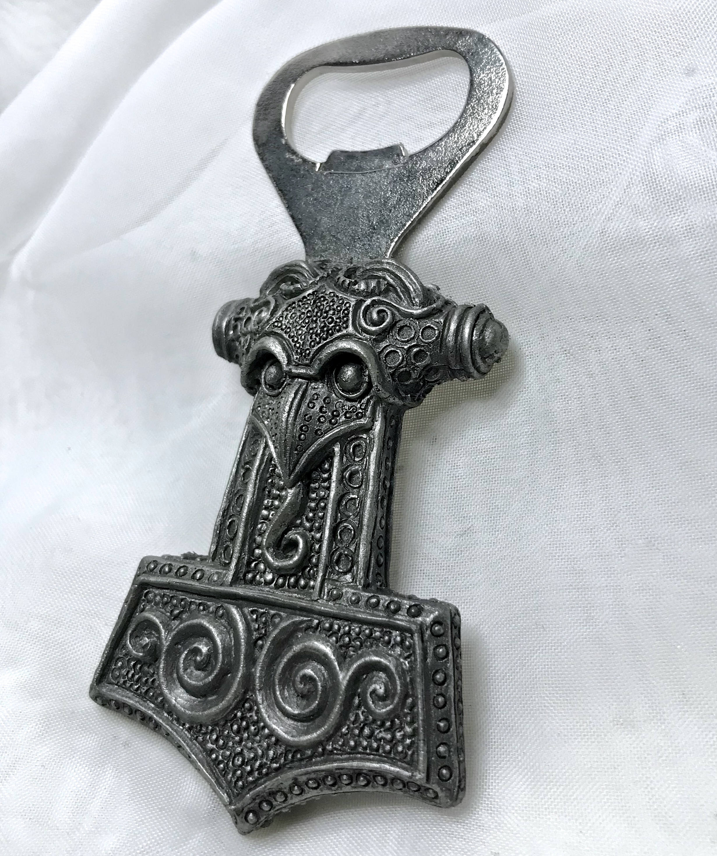 Thor's Hammer Bottle Opener, Hand Painted Resin | Medieval Norse Barware, Mjolnir Viking Bottle Opener | Fantasy Gothic Barware Gift