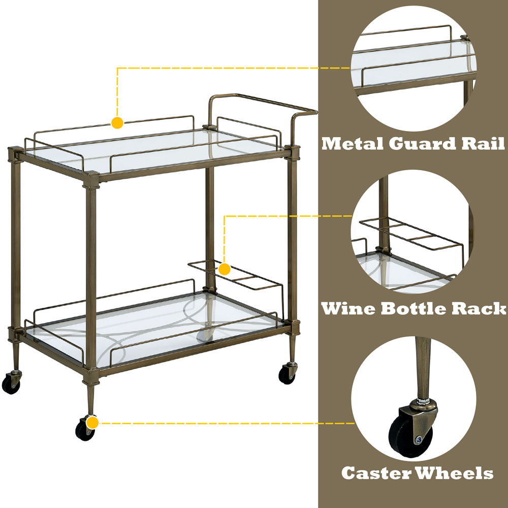 Aditya - Serving Cart - Mirrored & Antique Brass