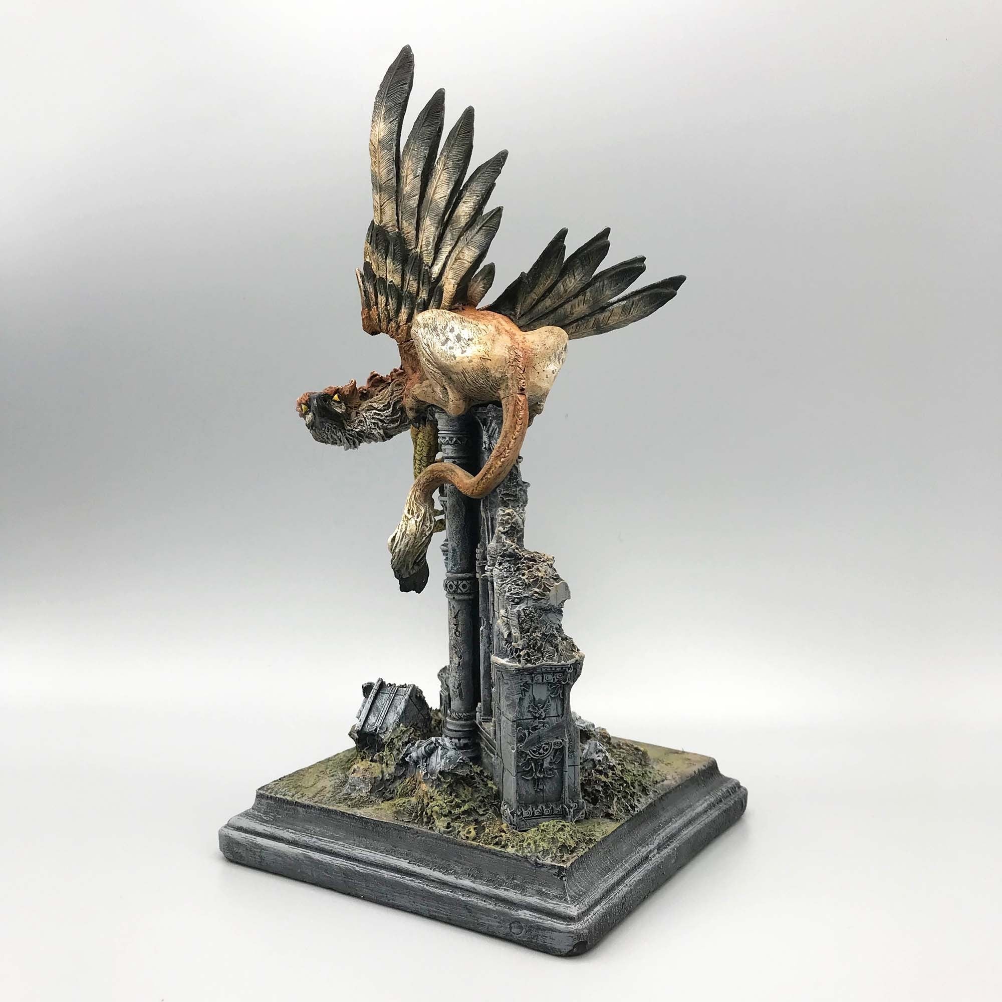 Griffin Statue, Full Color Resin Sculpture | Mythical Creature Figurine | Unique Legendary Guardian Spirit Figurine. Fantasy Art Decor