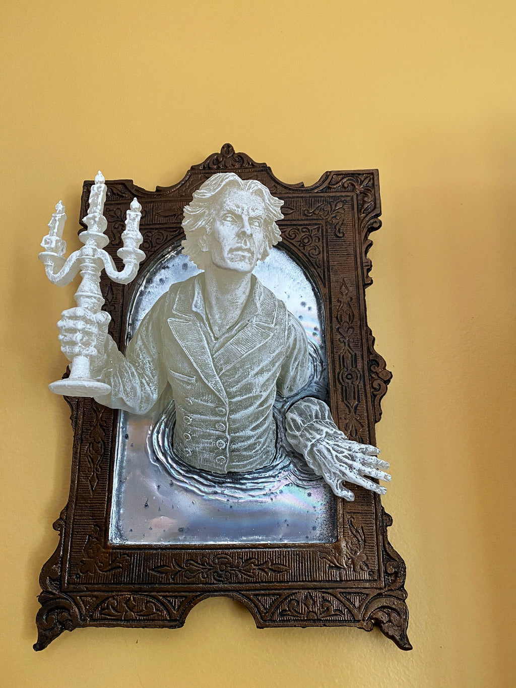 Gentleman Ghost in the Mirror Wall Plaque, Large Version, Resin| Victorian Haunted Gothic Wall Art | for Halloween and Spooky Home Decor