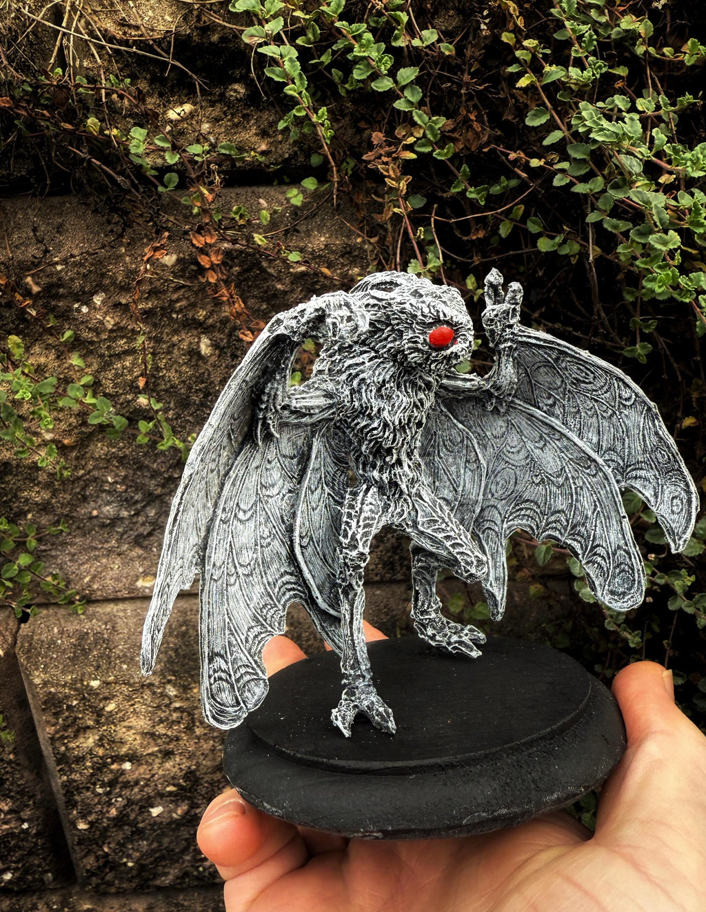 Mothman Statue, Half Scale Resin Sculpture | Cryptozoology Creature Figurine | Urban Legend Moth Man Monster Figurine, Horror Art Decor