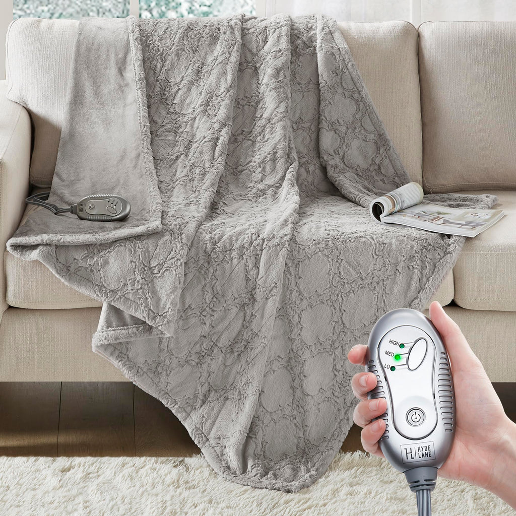 Hyde Lane Heated Electric Blanket Throw 60x70 Sherpa Reverse 3 Heat Settings